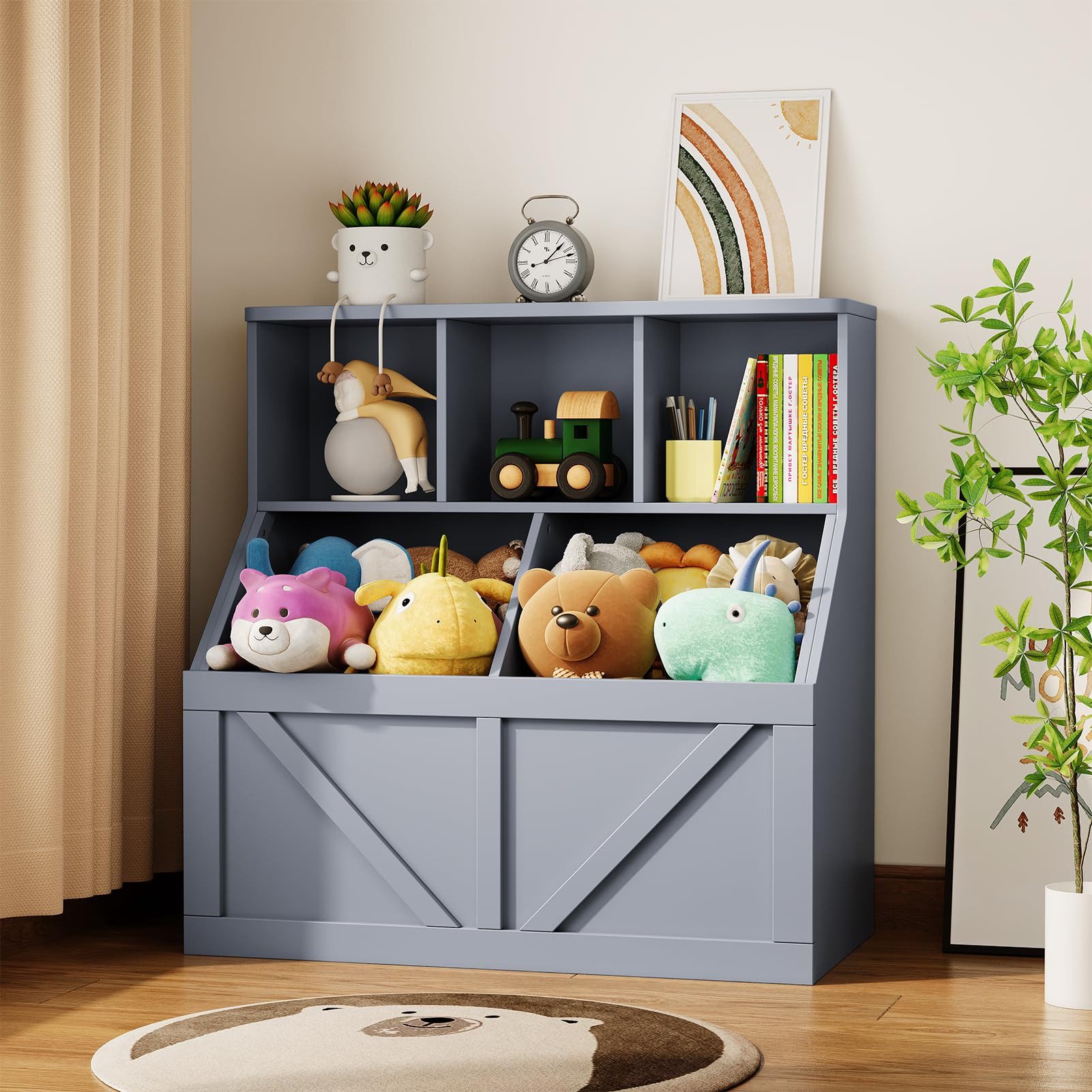 GarveeMore Kinderregal Bücherregal Kinder Spielzeugregal 90x42x92cm günstig online kaufen