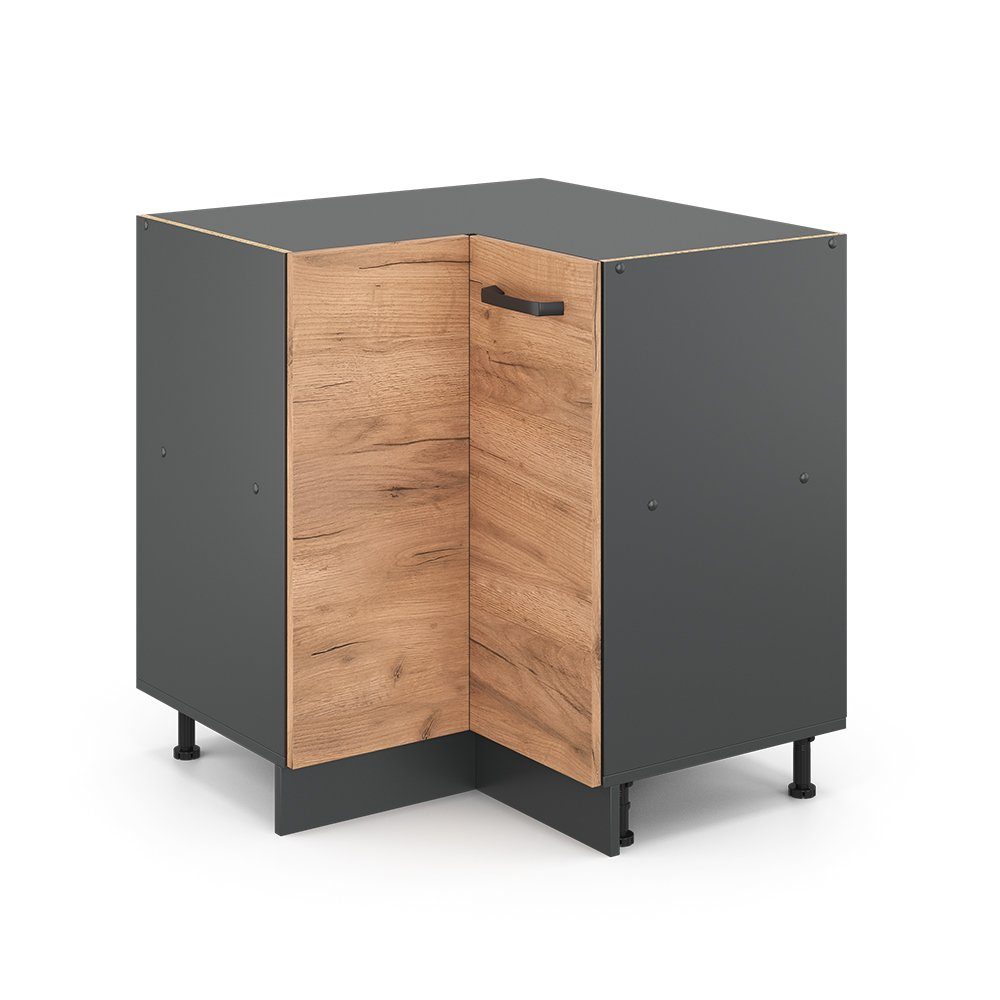 Vicco Eckunterschrank R-Line, Goldkraft Eiche/Anthrazit, 75.6 cm ohne Arbeitsplatte (1-St)