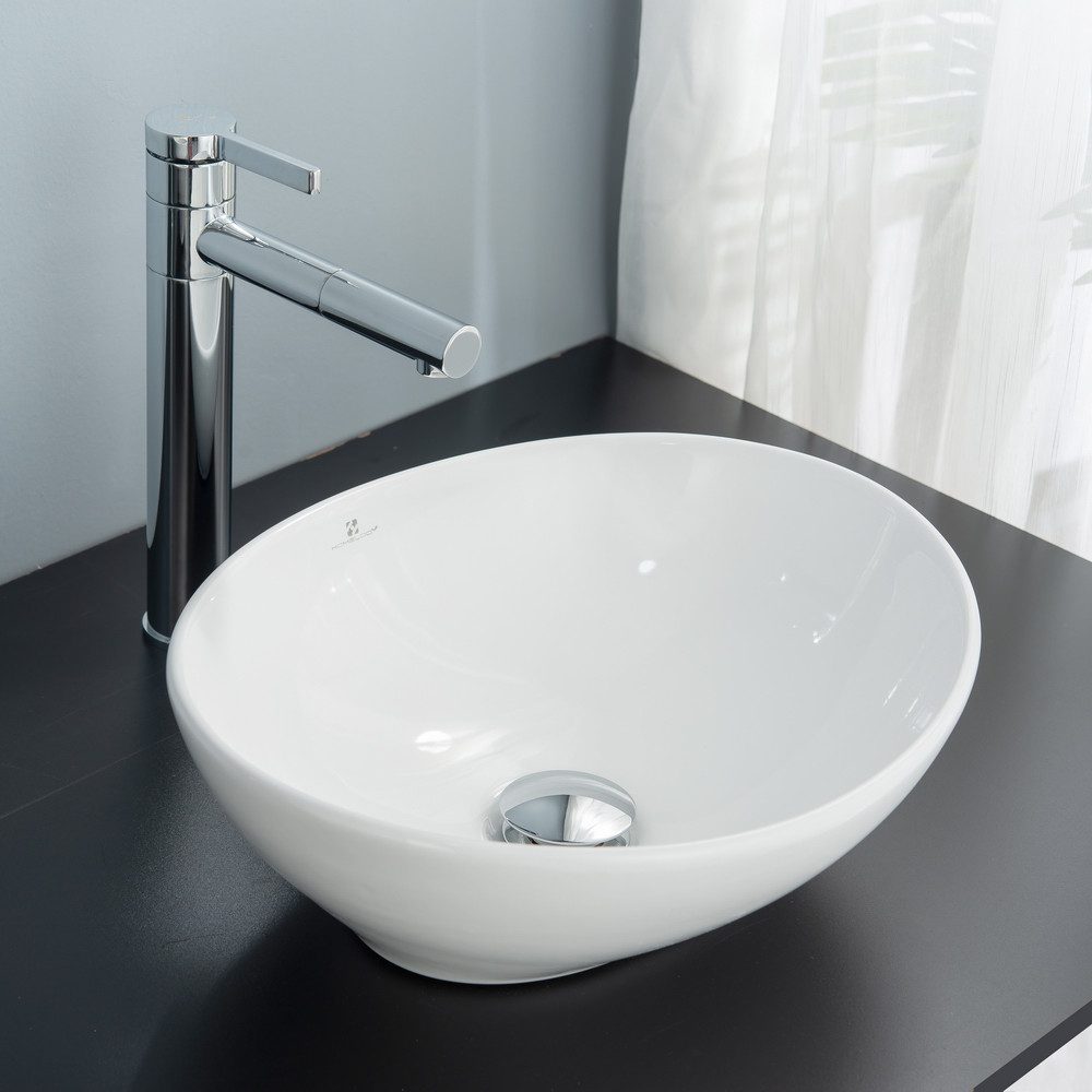 HOMELODY Aufsatzwaschbecken Waschbecken Set Keramik mit Siphon und Ablaufga günstig online kaufen