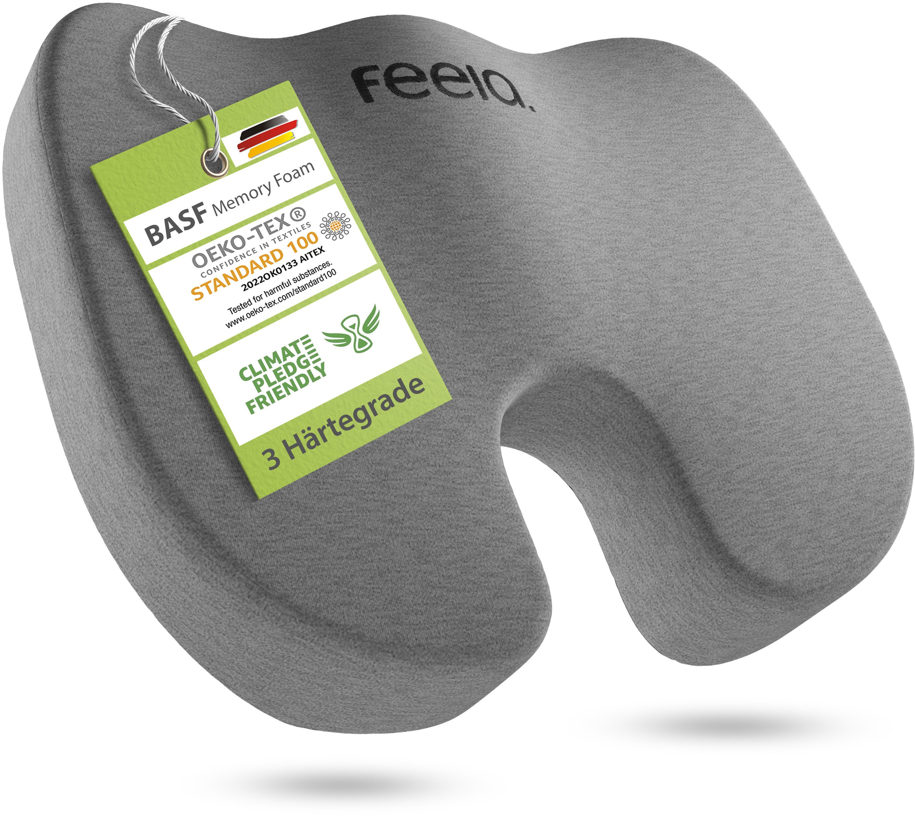 feela Sitzkissen Orthopädisches Auto-Sitzkissen – entlastet Rücken & Steißbein, Mehr Komfort auf langen Fahrten – fördert Haltung & entspanntes Sitzen