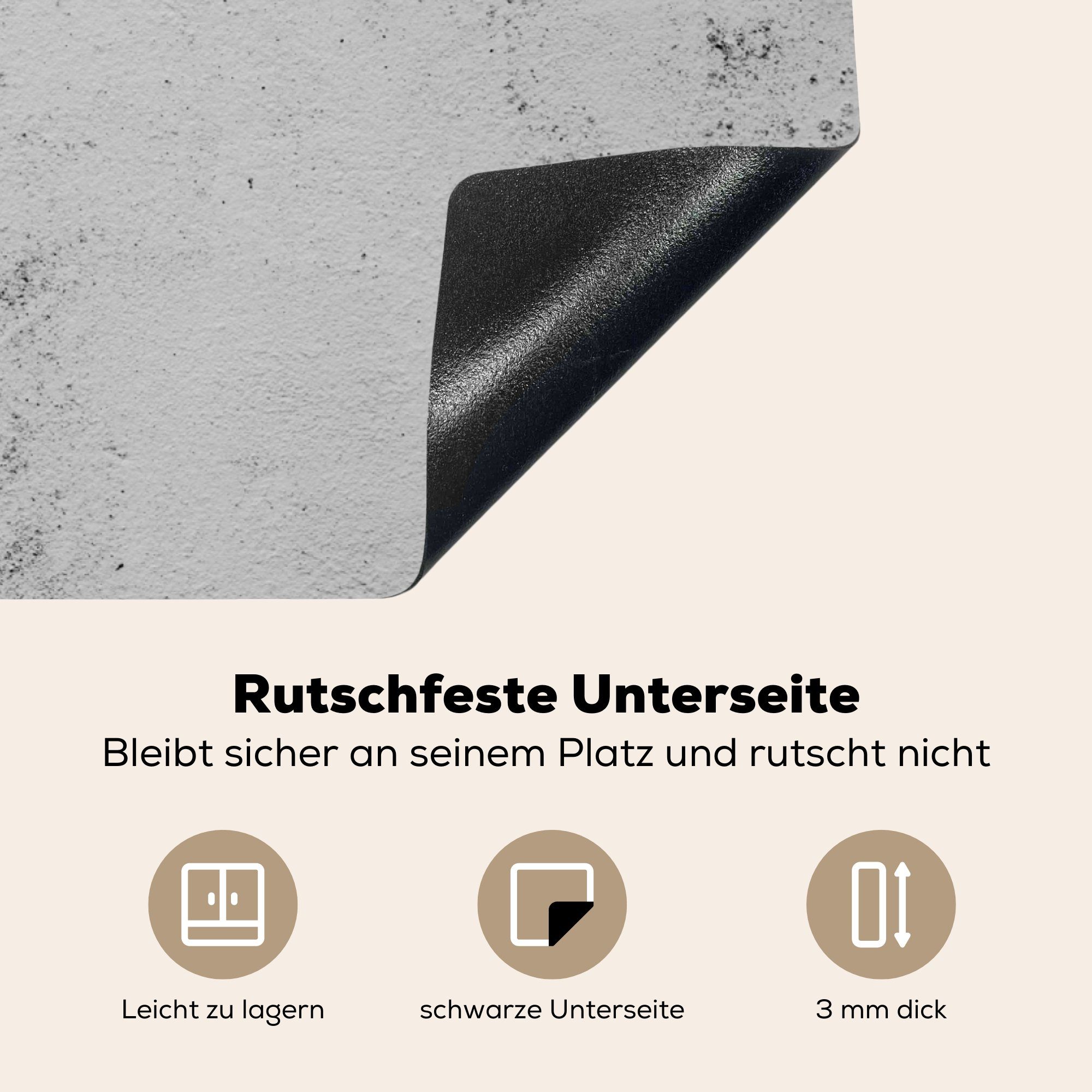 cm, - MuchoWow küche, Ceranfeldabdeckung 81x52 Schwarz - die Schutz Weiß (1 Design, Vinyl, Induktionskochfeld - für Granit Herdblende-/Abdeckplatte - tlg), Stein