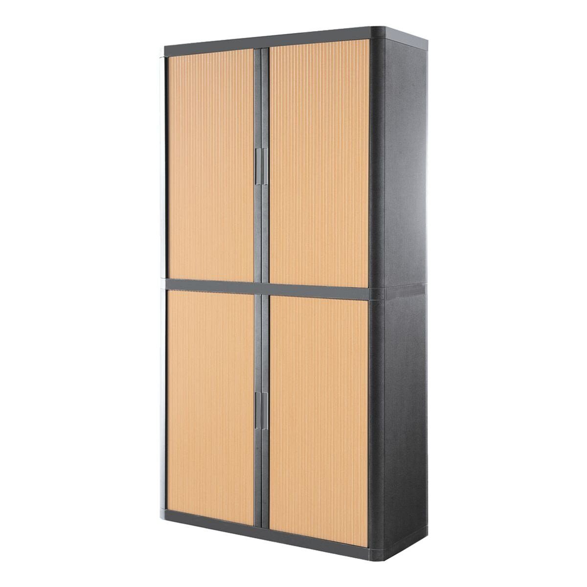 EASYOFFICE Rollladenschrank easyOffice Korpus anthrazit, Lamellen farbig, Griff farbig