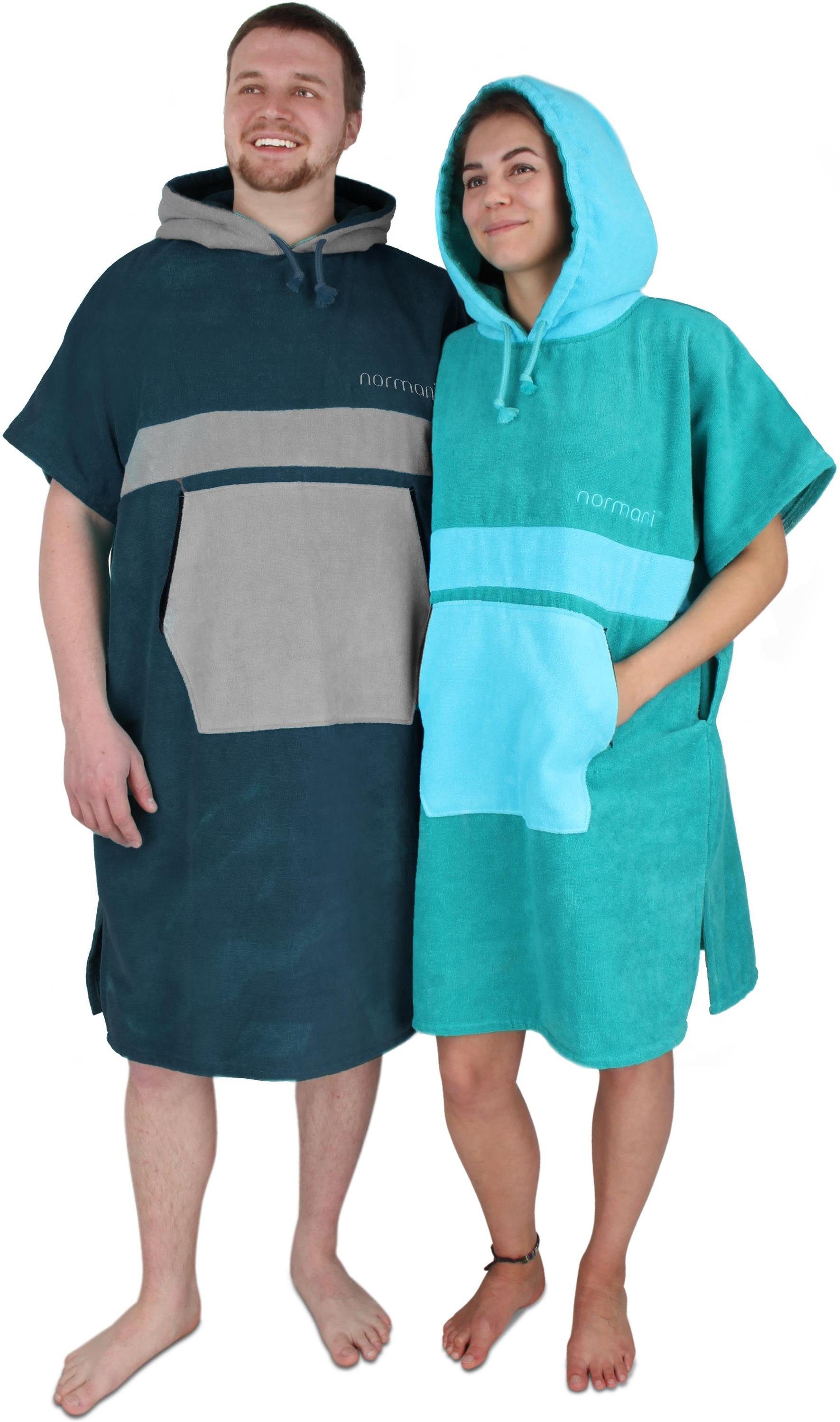 normani Badeponcho Bademantel Surfer Poncho, Midilänge, Baumwolle, Kapuze, Schlupf, Badeponcho aus 100 % saugstarker Baumwolle – Bild 4 von 5