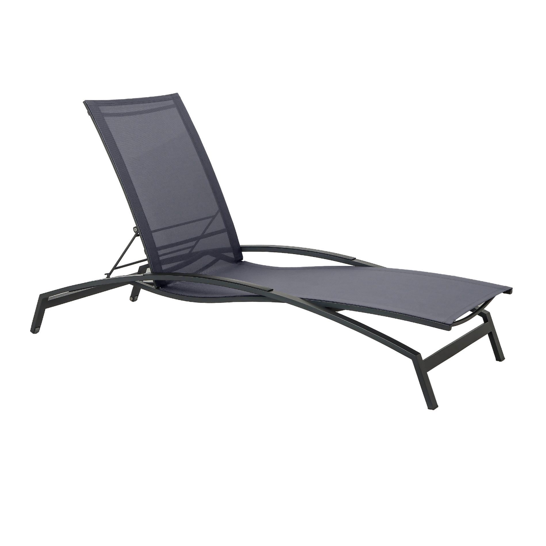 CASA DOMA Gartenliege Mineo, 4-fach verstellbare Sonnenliege, 2 Rollen, Edelstahl anthrazit, Sunproof® Sling, Armlehne Aluminium schwarz