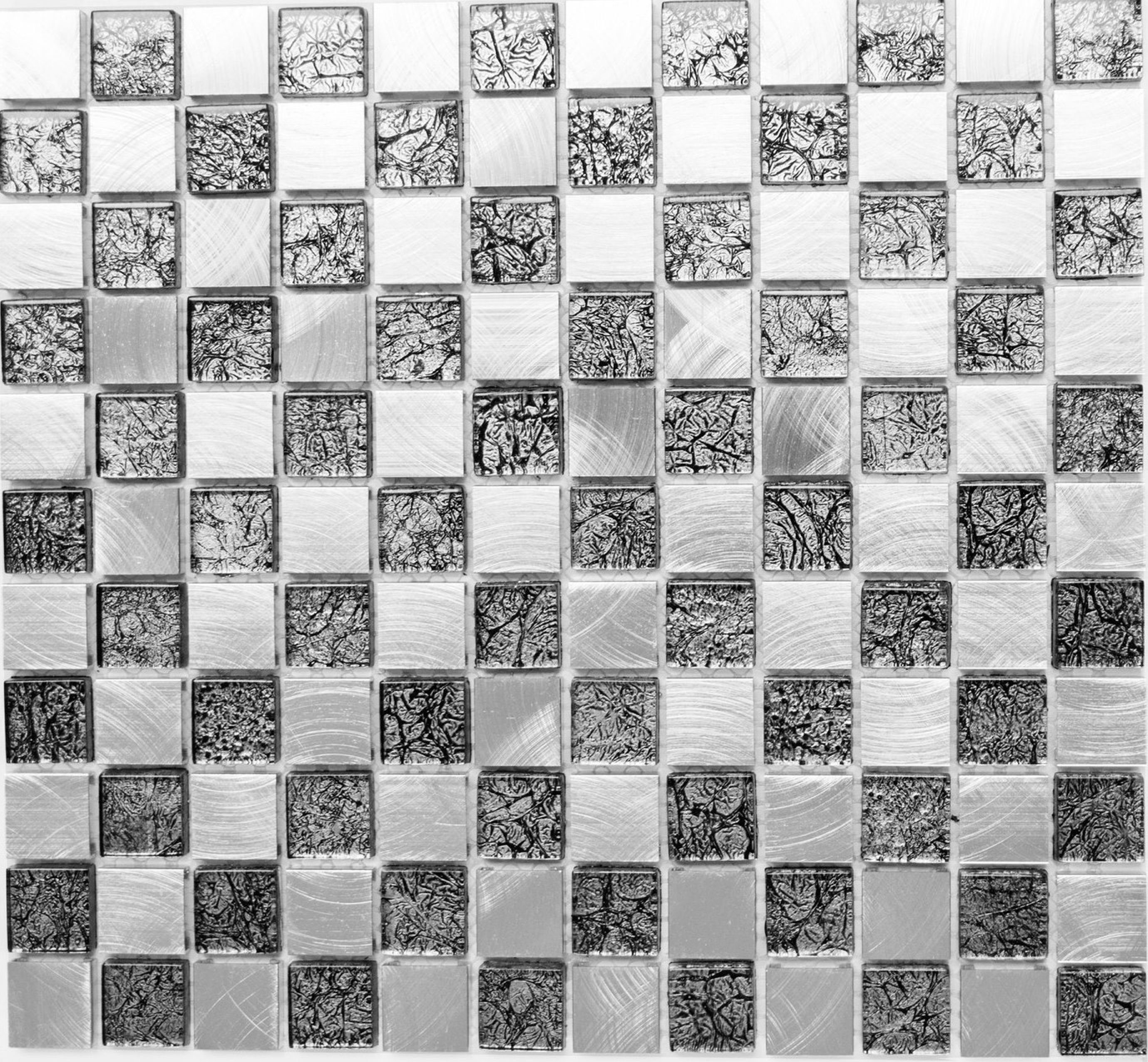 Glasmosaik Fliese Mosani schwarz Mosaik Mosaikfliesen silber anthrazit Aluminium