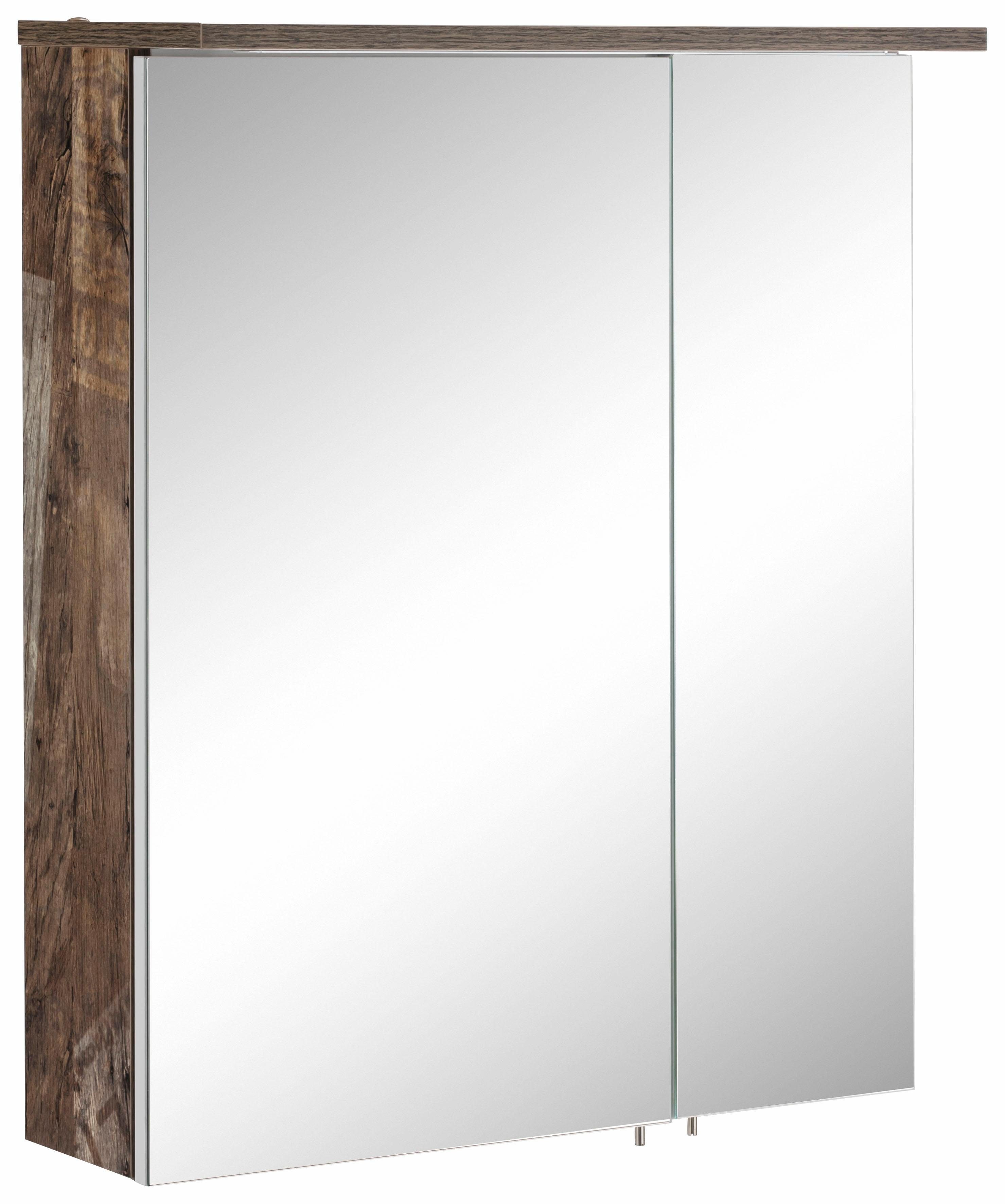 Schildmeyer Spiegelschrank Profil 16 Breite 60 cm, 2-türig, LED-Beleuchtung, Schalter-/Steckdosenbox panama eichefb. | Panama eichefarben matt