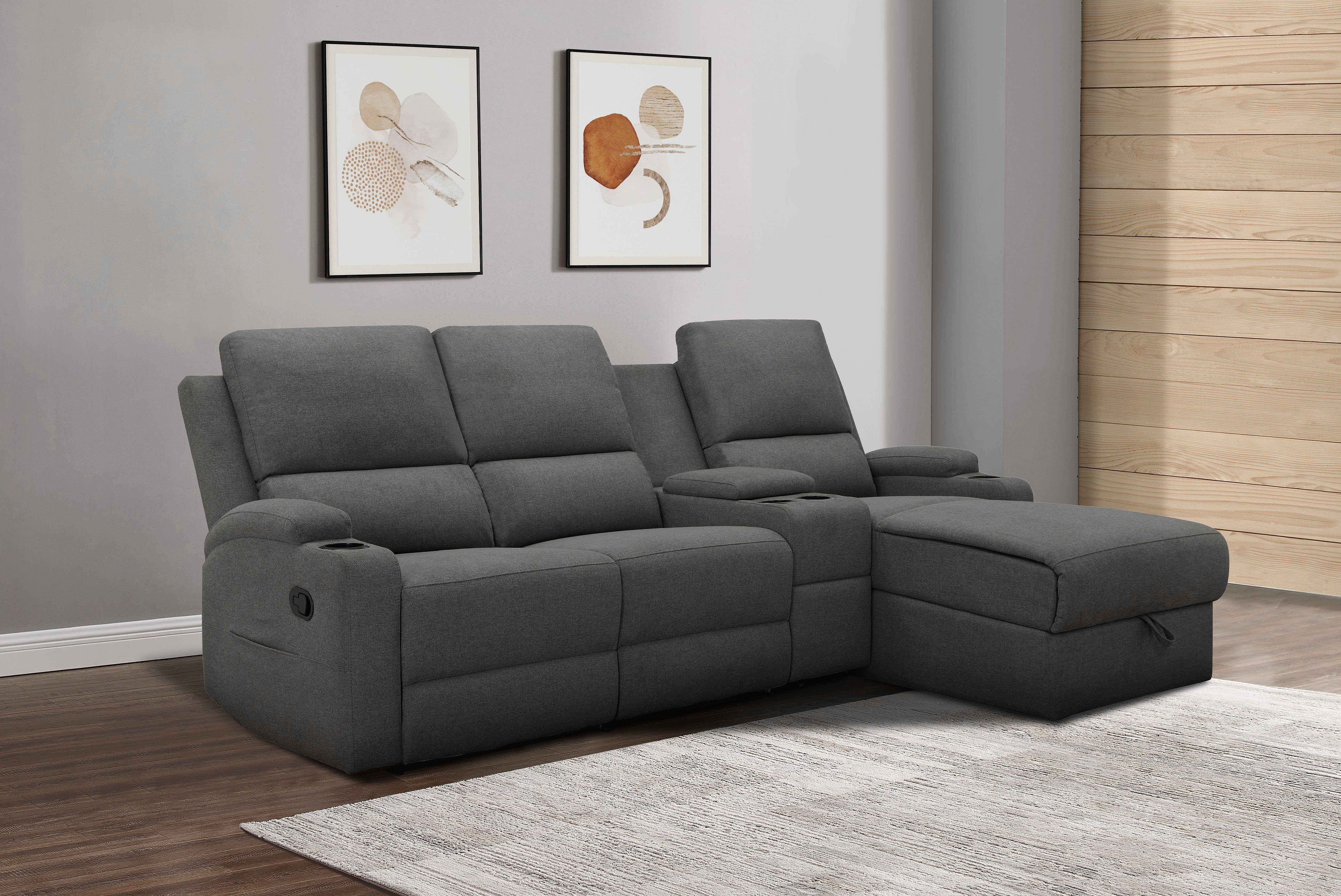 Home affaire Ecksofa NAPORI Multimediasofa, 3er Kinosessel XXL, L-Form, 3 B günstig online kaufen