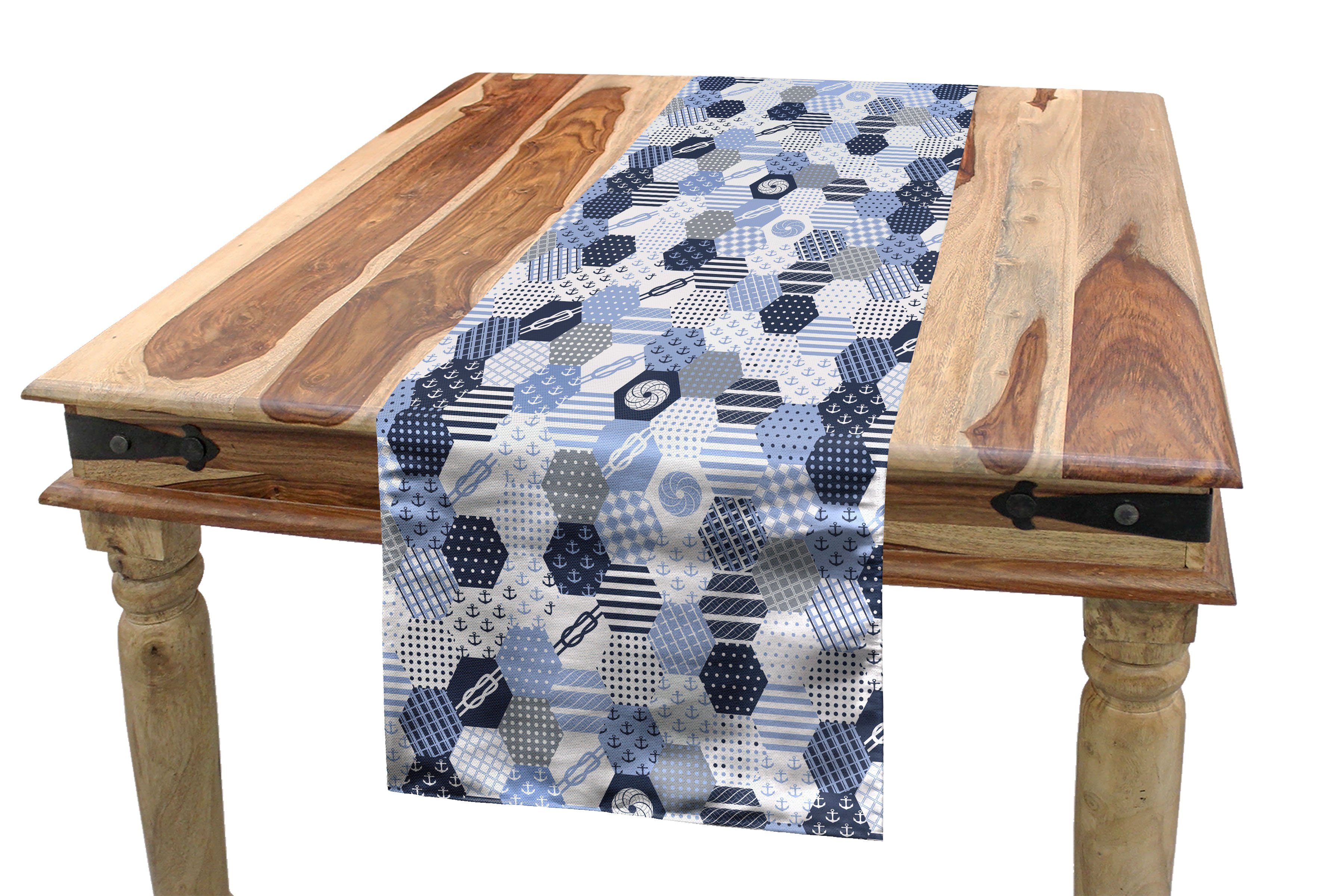 Abakuhaus Tischläufer Esszimmer Küche Rechteckiger Dekorativer Tischläufer, blau Wasser Hexagon Shapes Pastell