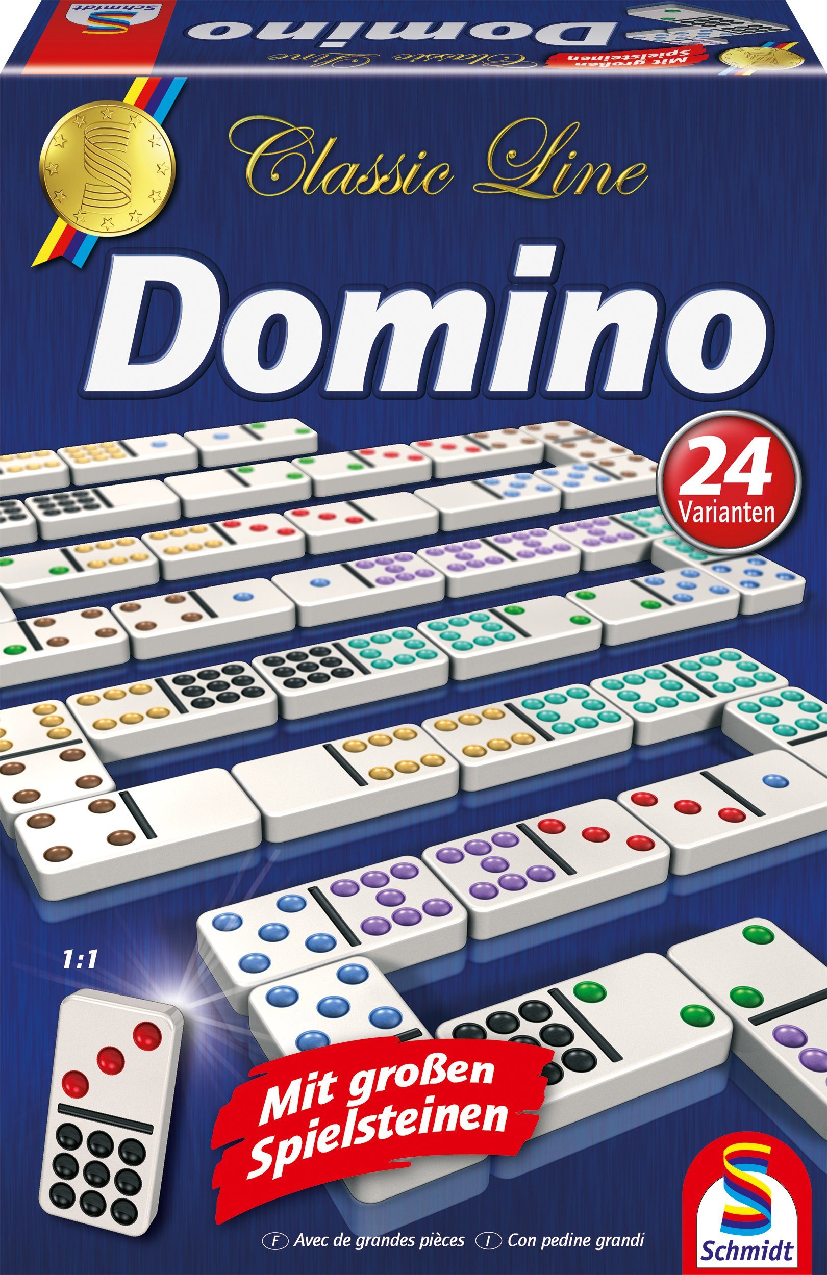 Schmidt Spiele Spiel, Classic Line, Domino, mit extra großen Spielsteinen