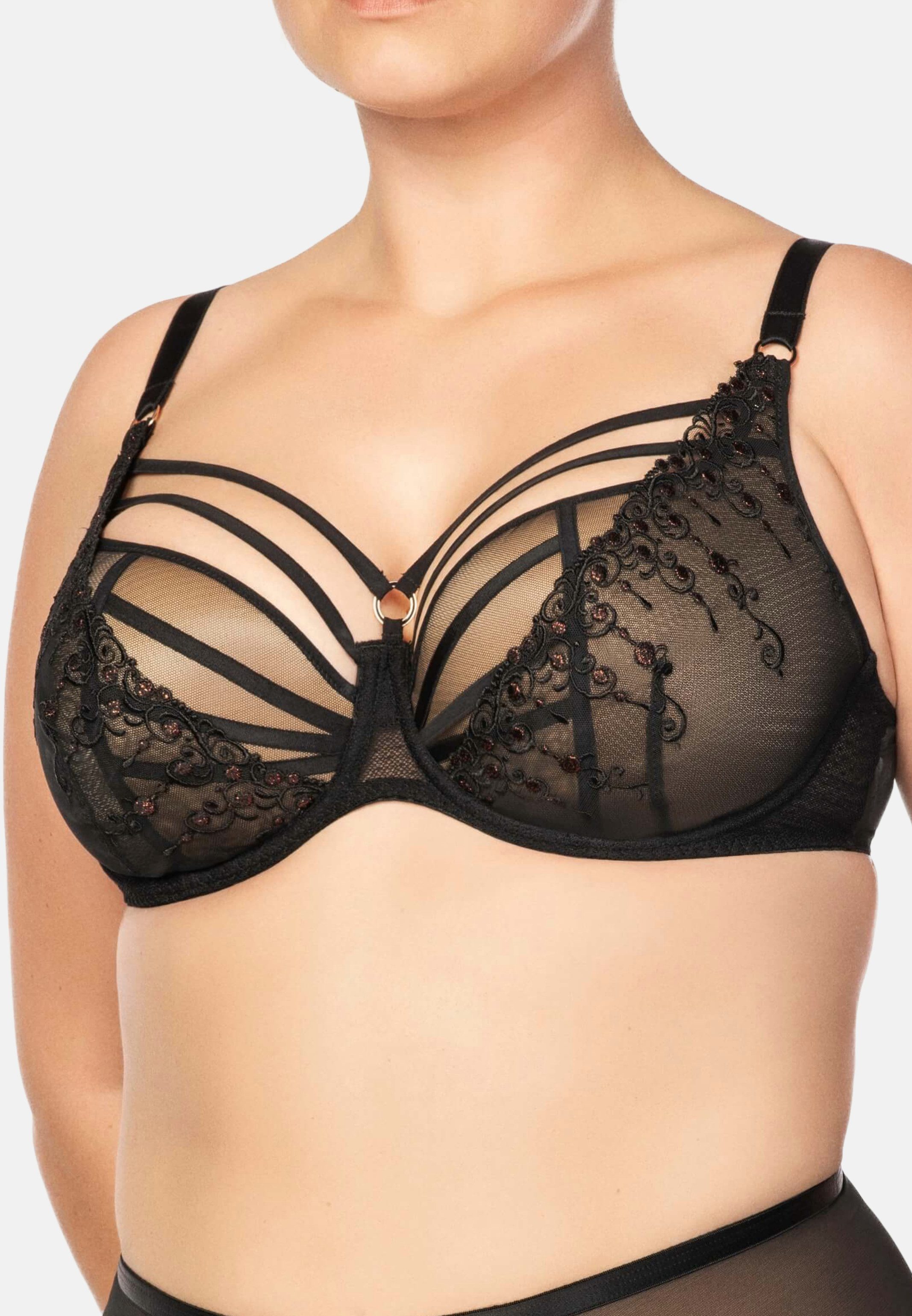 Ulla Dessous Schalen-BH Exclusive Line (1-tlg) Schalen-BH - Edle Schweizer Stickerei mit Ornamenten und Glitzereffek