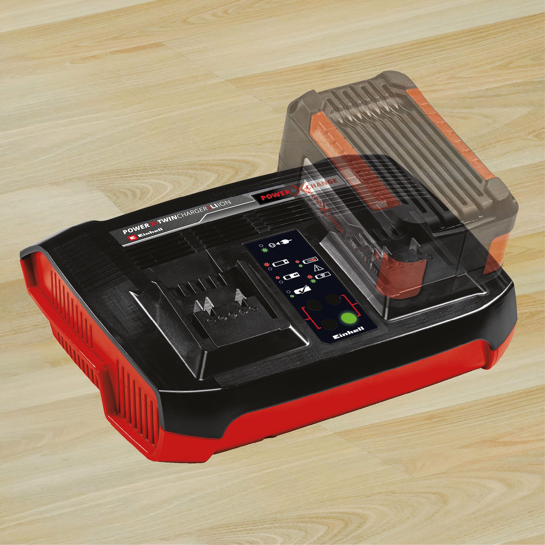 Einhell Power X-Twincharger 3A Akku-Ladestation (3000 mA, Twincharger, 3 A, Parallelladung von 2 x 18 V, 6-Stufen-Ladesystem) – Bild 4 von 4