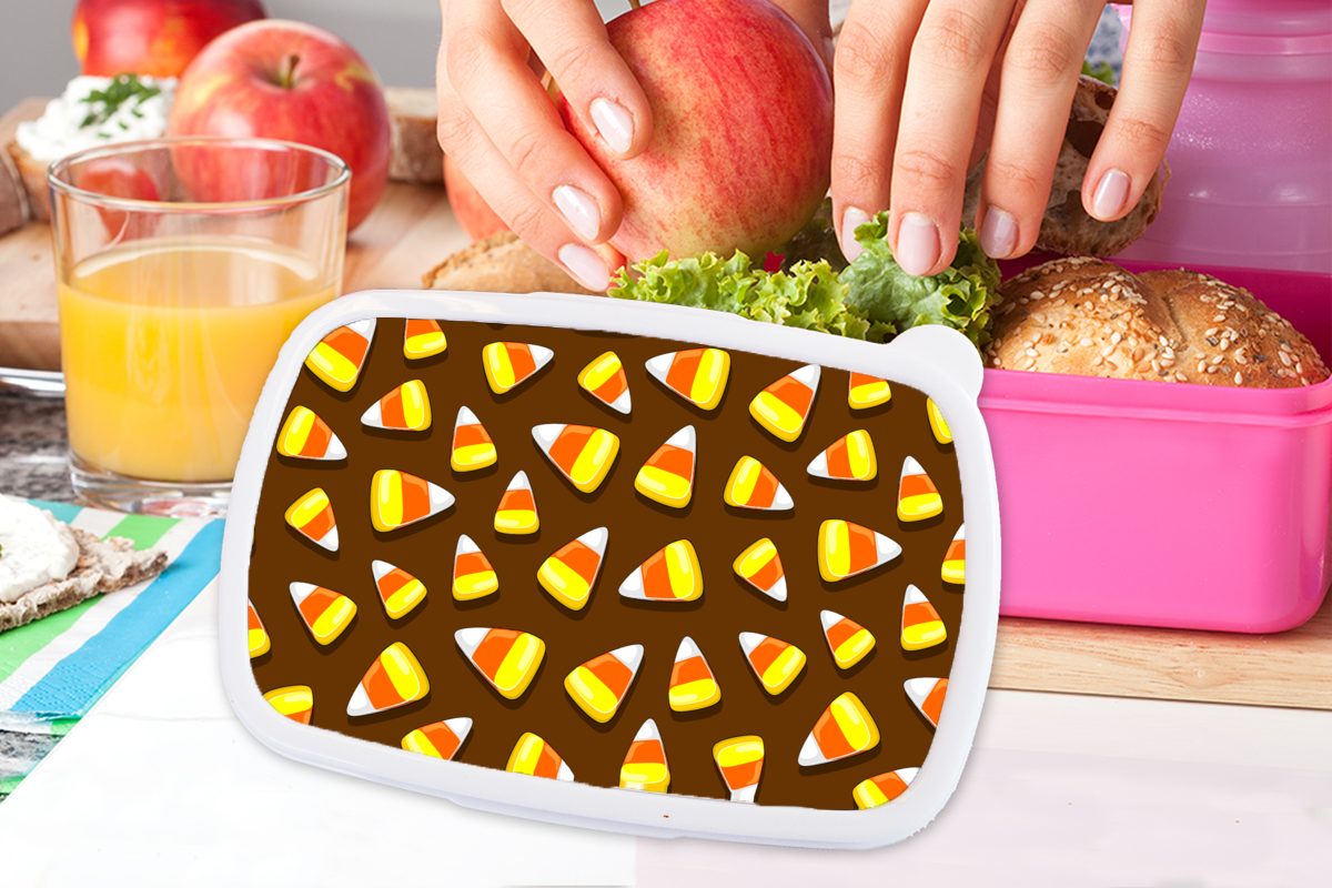 MuchoWow Lunchbox Brotdose Kunststoff, Snackbox, Kunststoff Brotbox Süßigkeiten, Kinder, rosa Erwachsene, Muster Lebensmittel für (2-tlg), - Mädchen, 