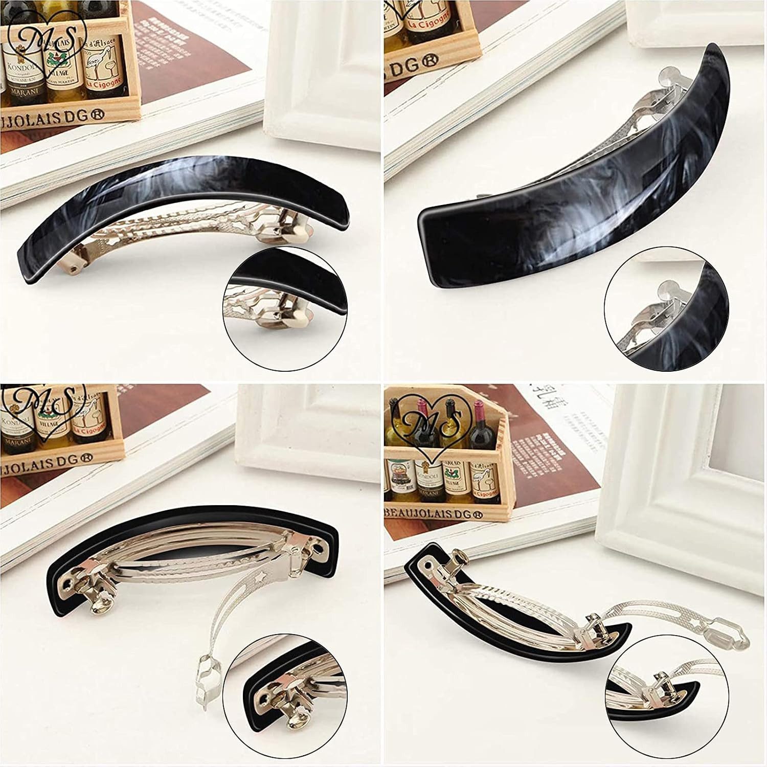 Zaewry Haarspange 6-teiliges Set Retro-Damen-Haarspangen, französische Haaraccessoires, 9,2 cm automatische Klick-Haarspangen für Frauen und Mädchen