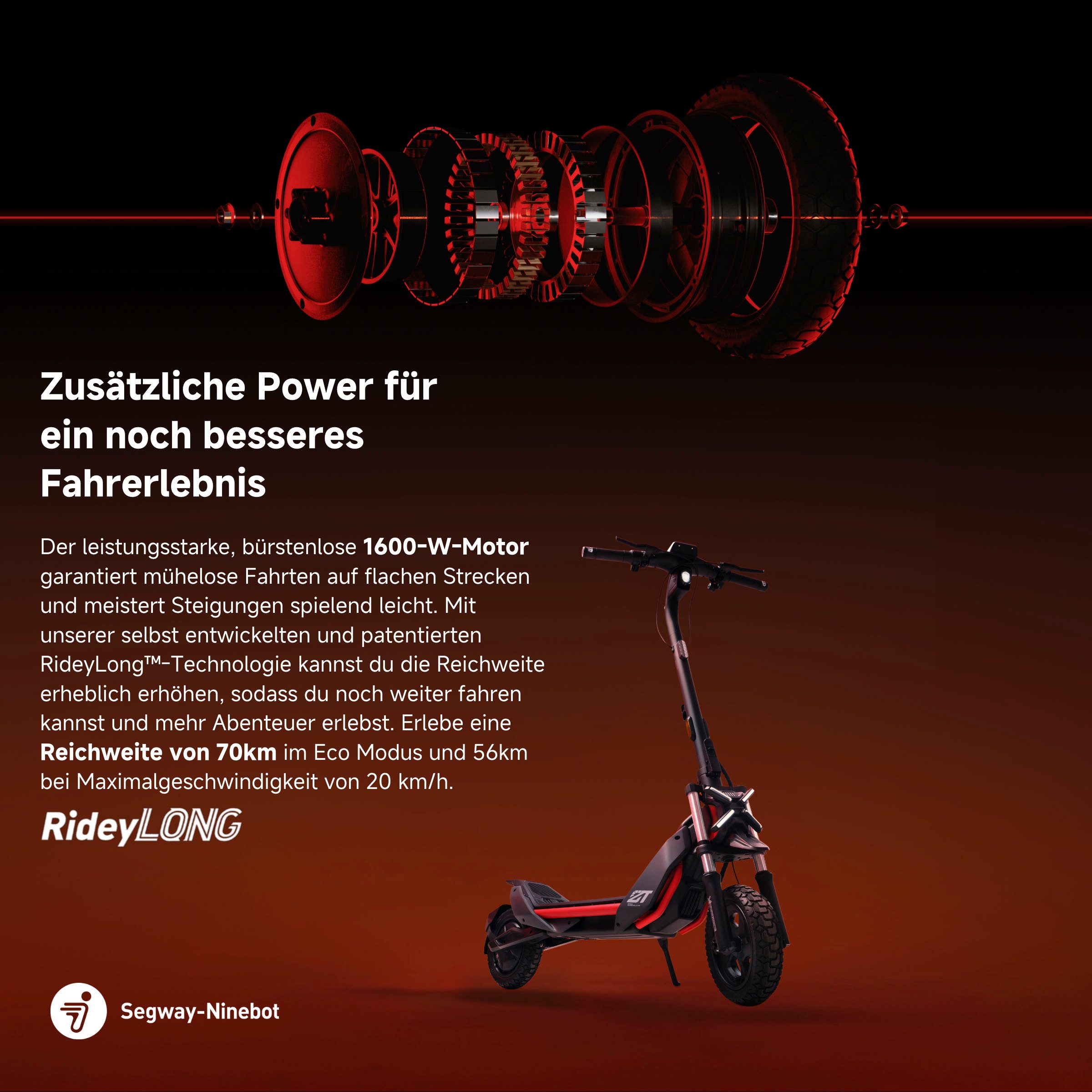 Segway E-Scooter Segway ZT3 Pro D, 20 km/h, (Vollfederung, 120kg Tragfähigkeit, 25% Steigung, Apple FindMy), Ninebot E-Scooter, mit Straßenzulassung, bis zu 70 km Reichweite
