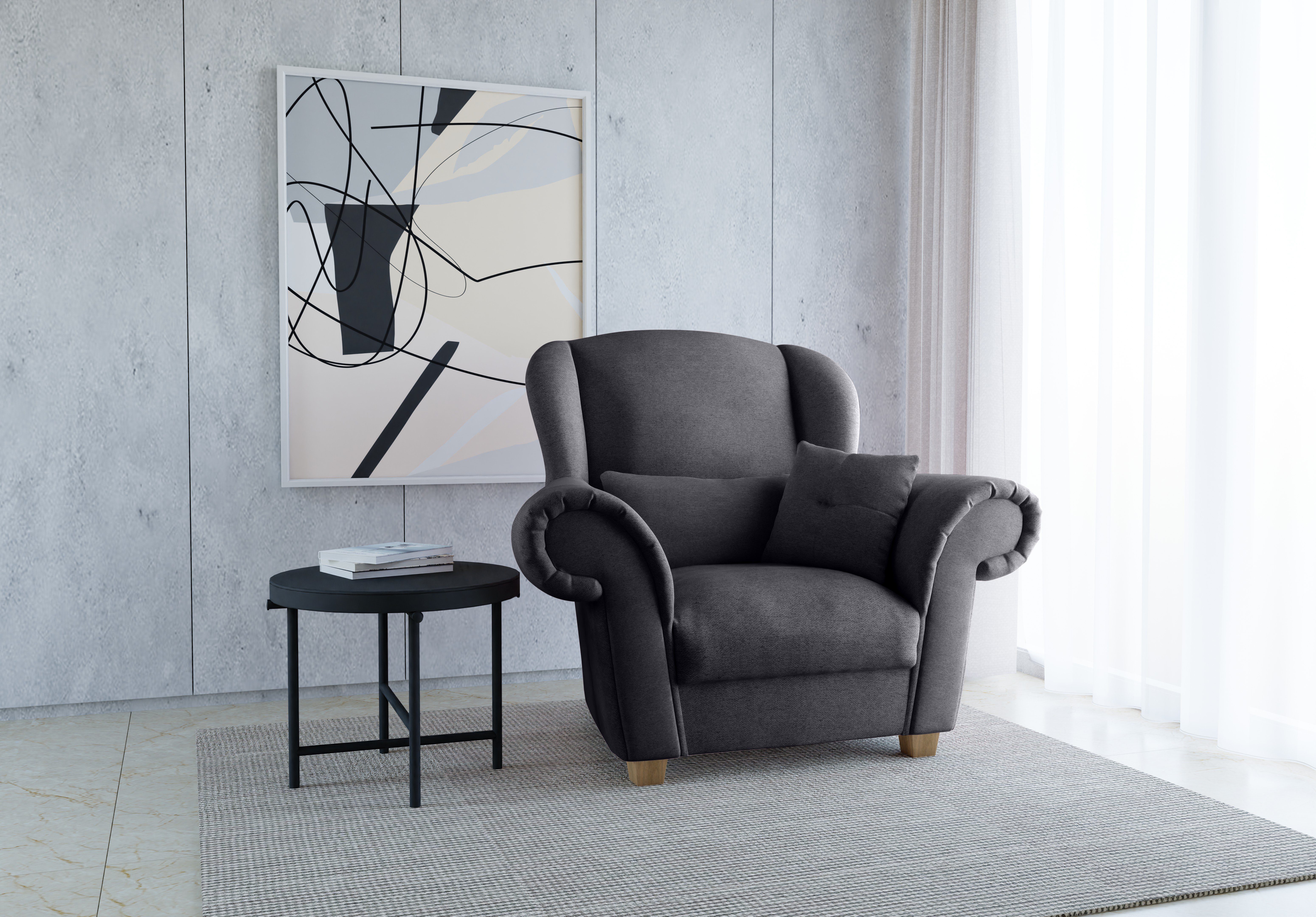 Sofa Dreams Sessel London (Loungesessel, Webstoff, Strukturstoff Fernsehsessel), Graphite Polstersessel