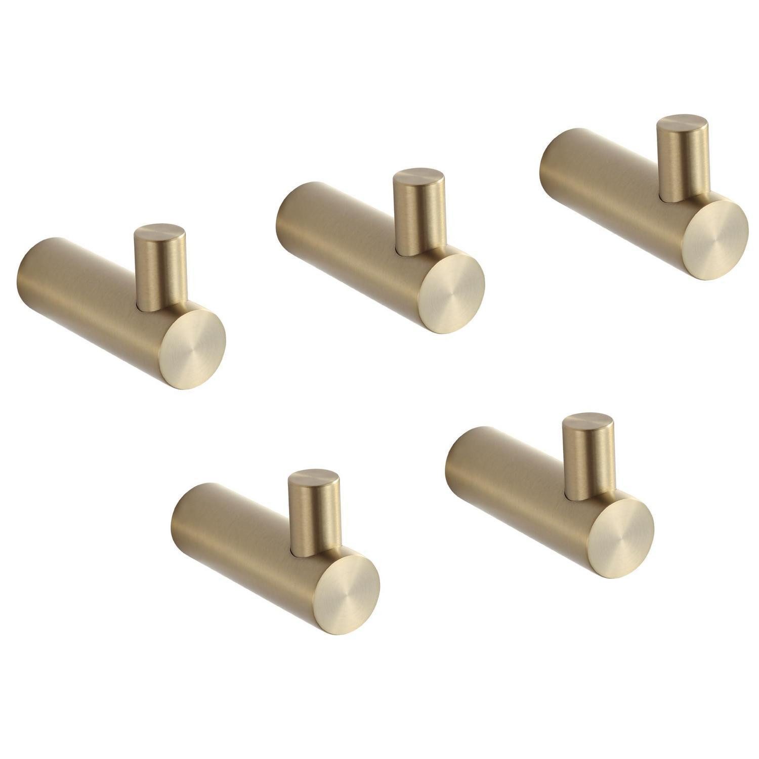 LuxusKollektion Handtuchhaken Handtuchhaken geburstetes Gold 5er-Set, (5-St)