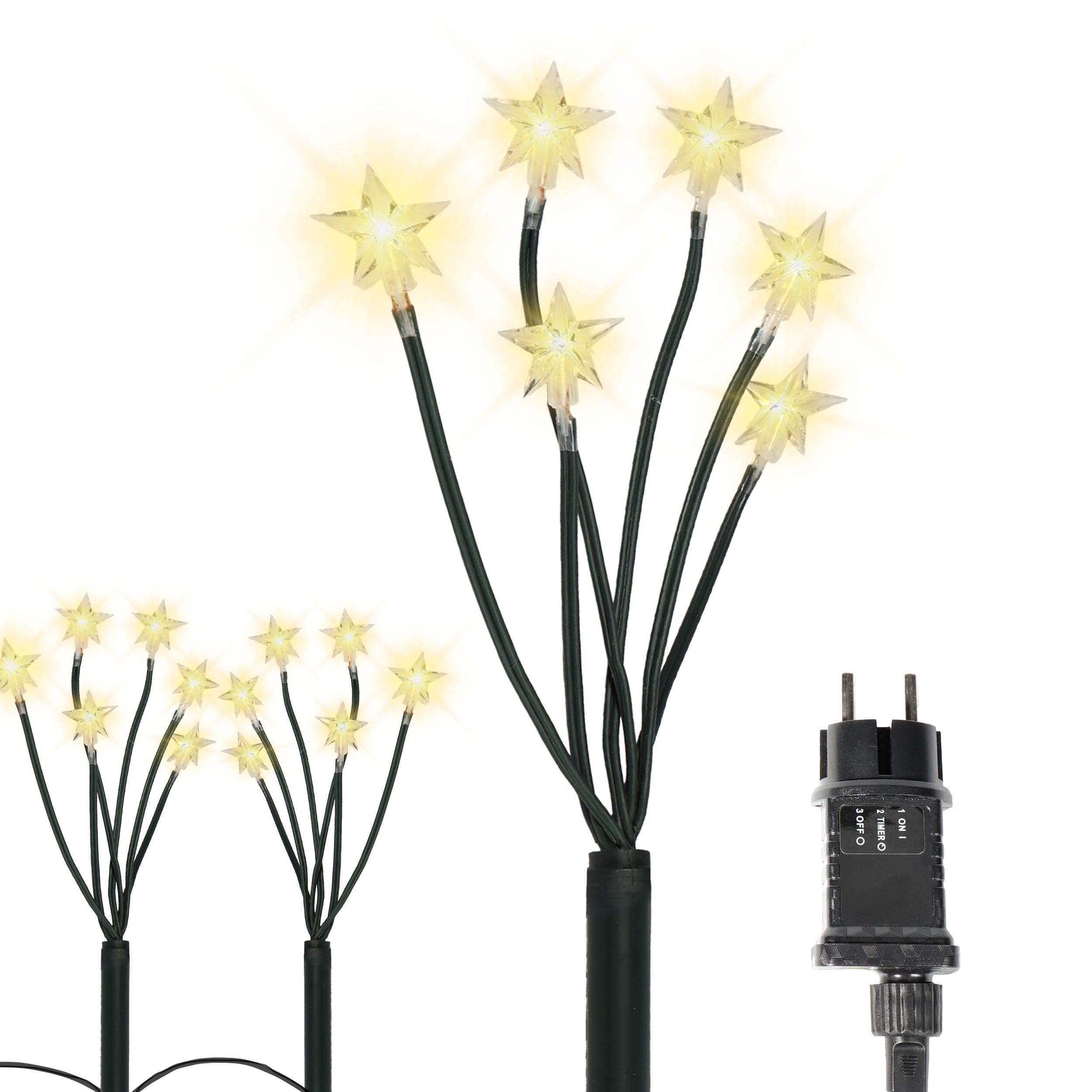 Gartenpirat LED Stern 5er Set Leuchtstäben warmweiß mit Erdspießen Innen & Außen
