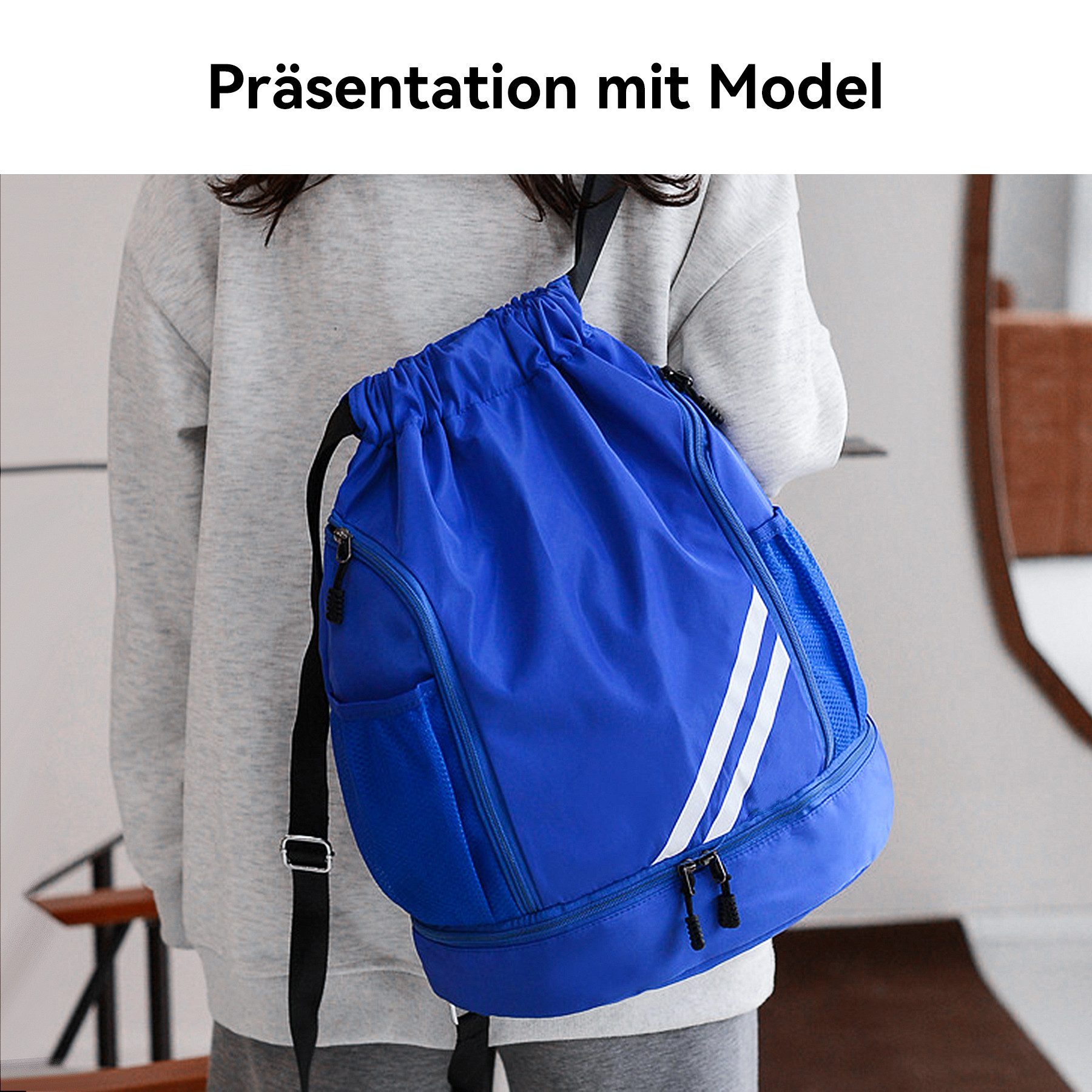 Mutig Freizeittasche Turnbeutel Freizeittasche Sportbeutel Große Kapazität Fußball Tasche (große Kapazität, verstellbar,Mit Ball- und Bodenfach, wasserdicht, Ideal für Damen, Herren, Junioren, Fußball), Herren wasserdichter Rucksack