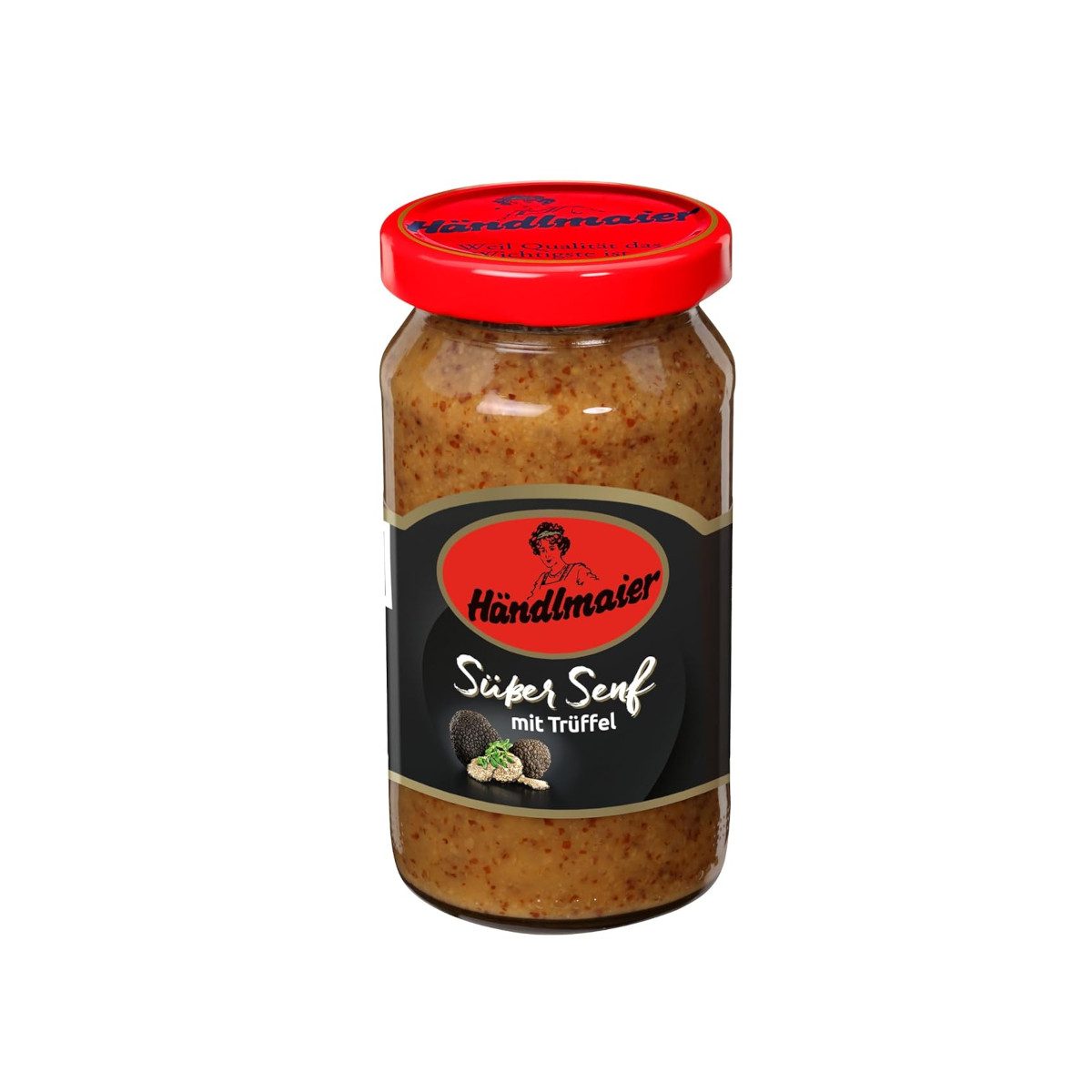 Händlmaier Saucen, Händlmaier süßer Senf mit Trüffel würzig-süßes Profil Glas 200 ml