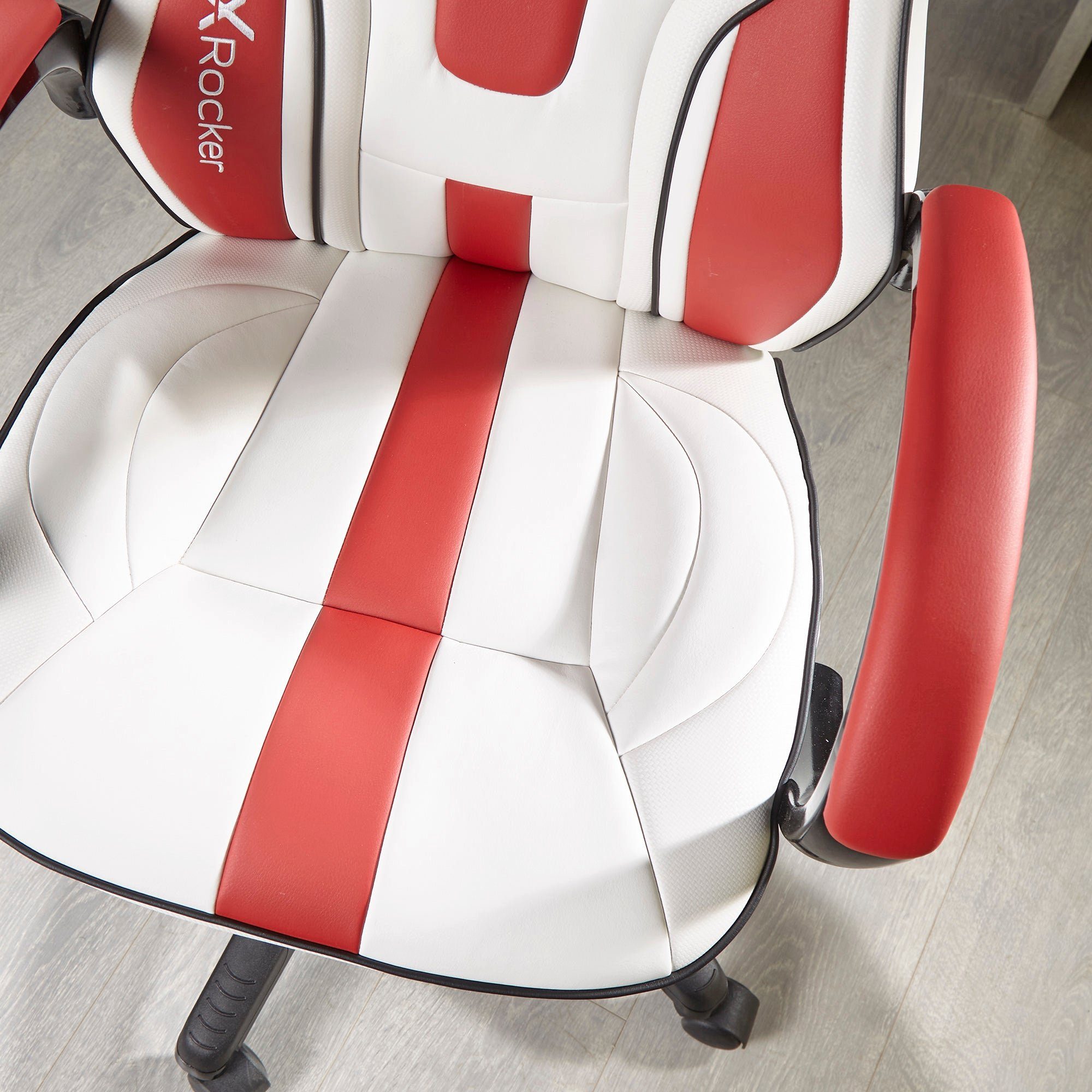 X Rocker Gaming-Stuhl Maverick & Weiß/Rot Bürodrehstuhl Ergonomischer Jugendliche - für Erwachsene