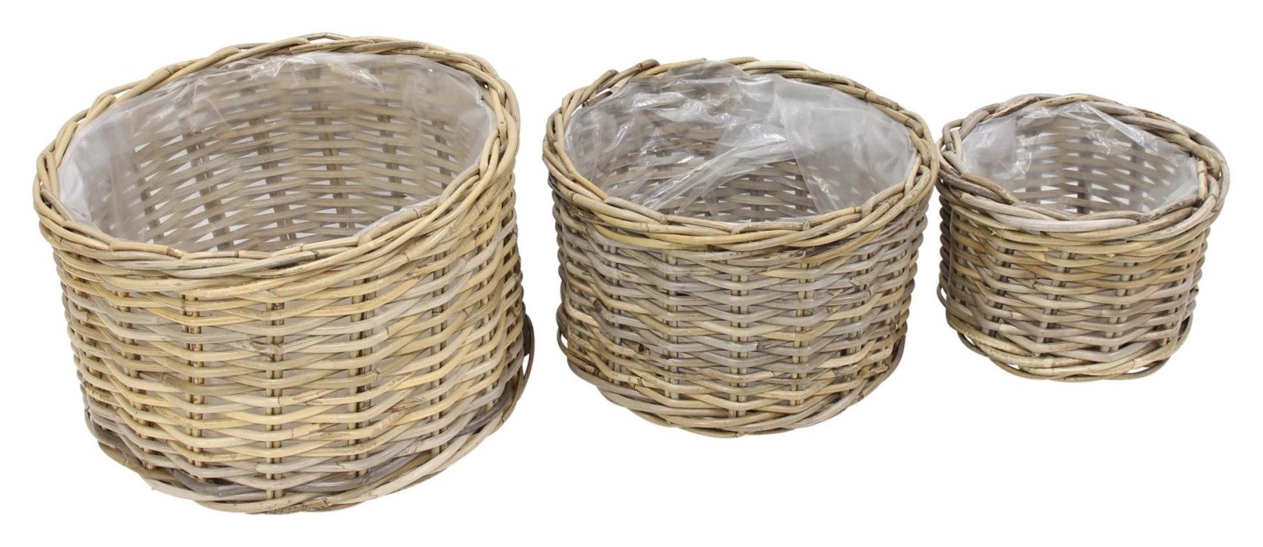 Pflanzschale "Koboo Grey" Pflanzkorb aus Rattan, Blumentopf Pflanzkübel Pflanztopf