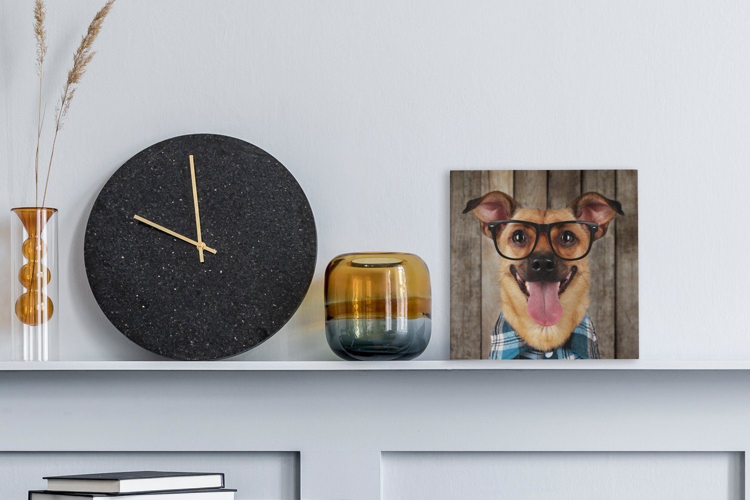 OneMillionCanvasses® Leinwandbild Hund (1 Brille Bilder - Schlafzimmer Bluse für - Hipster, Leinwand St), Wohnzimmer 