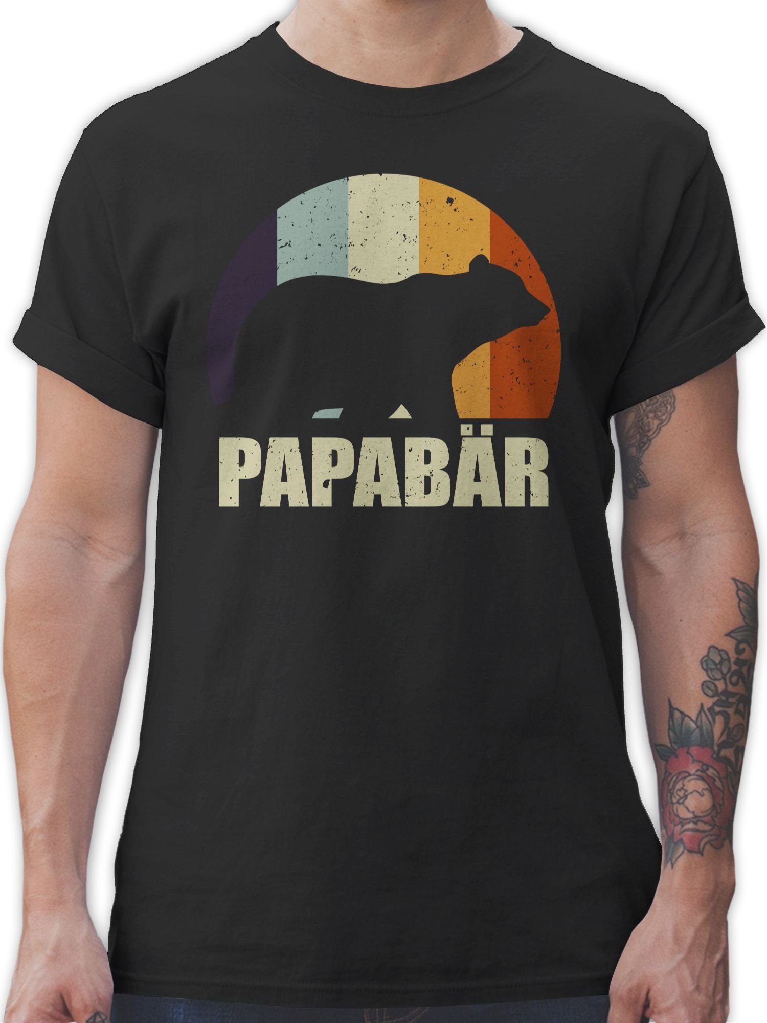 Shirtracer T-Shirt Papa Bär Papa Bear Vatertag Geschenk für Papa 01 Schwarz