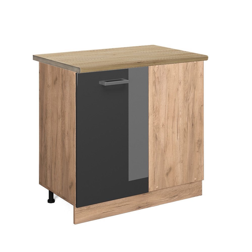 Vicco Eckunterschrank R-Line, Anthrazit Hochglanz/Goldkraft Eiche, günstig online kaufen