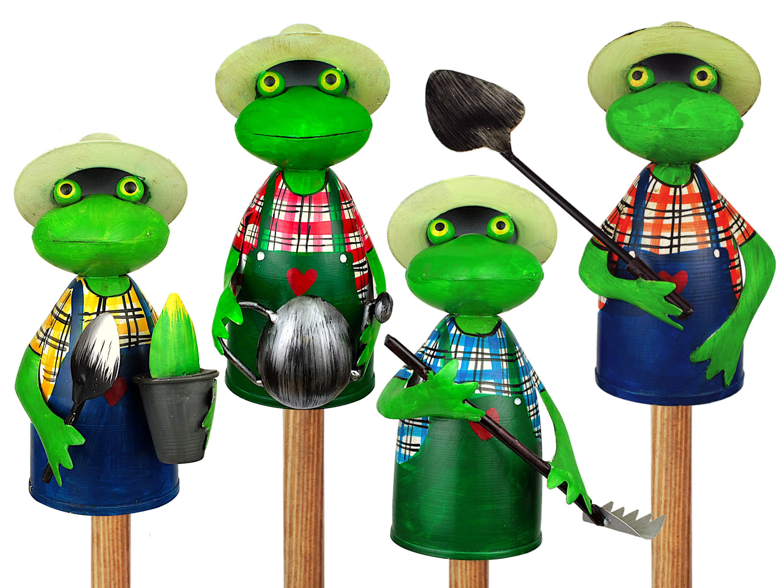 Paulslandhaus Gartenfigur Zaunhocker Gärtner Pfostenhocker Frosch Zaunfigur Beetstecker
