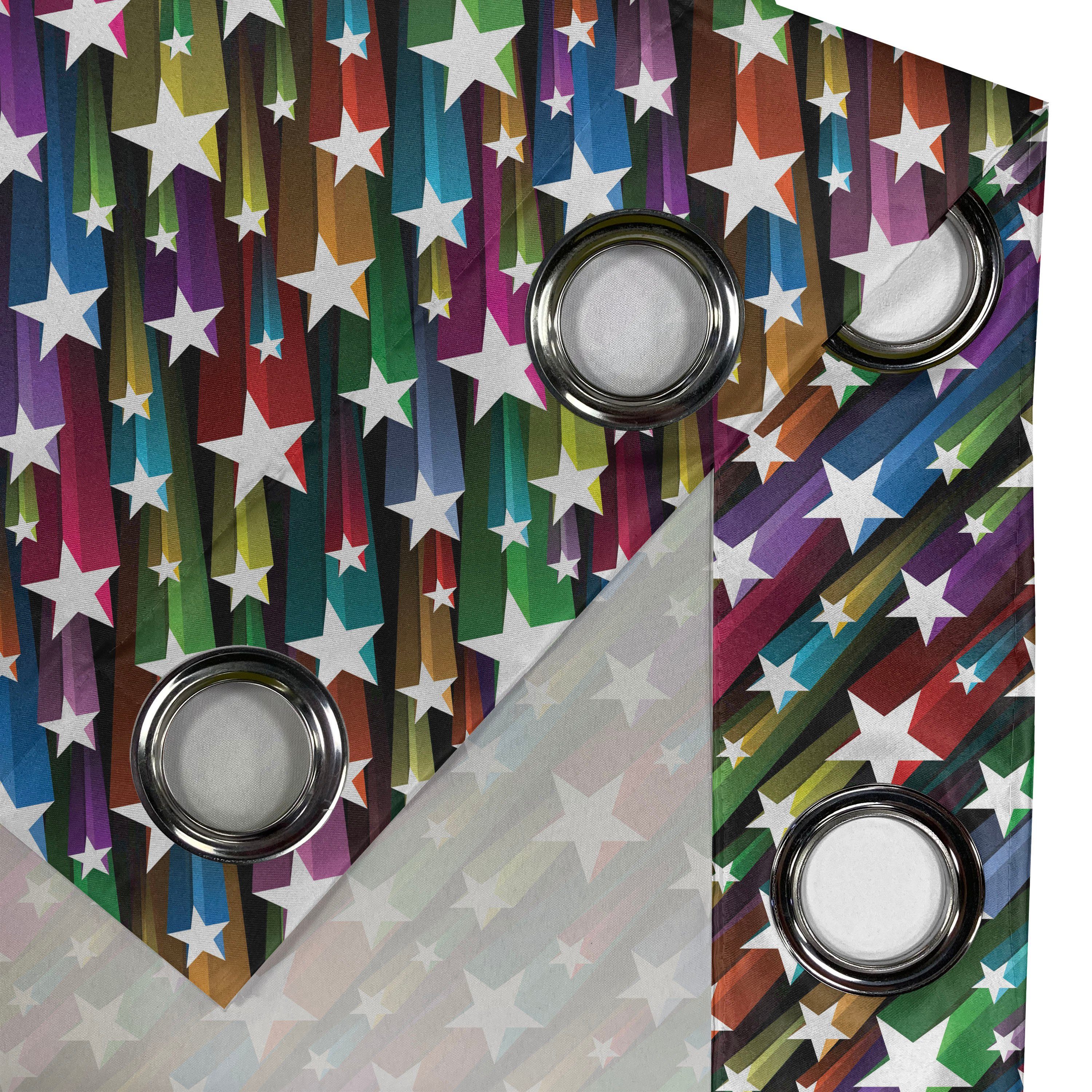 Disco Dekorative Gardine Sterne für Wohnzimmer, 2-Panel-Fenstervorhänge Abakuhaus, Bunt Schlafzimmer