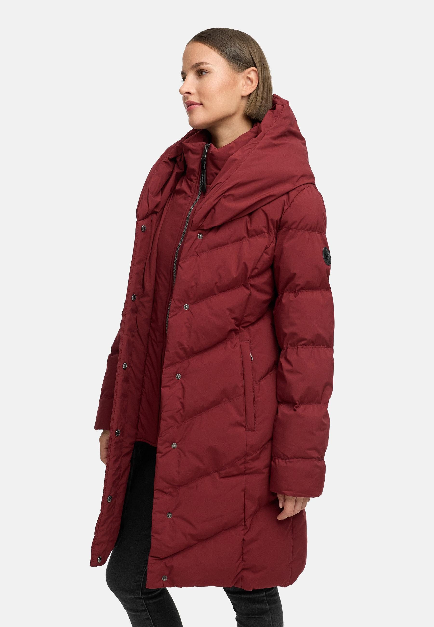 Ragwear Steppmantel Natalka Soft YOUMODO Warmer Wintermantel mit hohem Kragen und Kapuze
