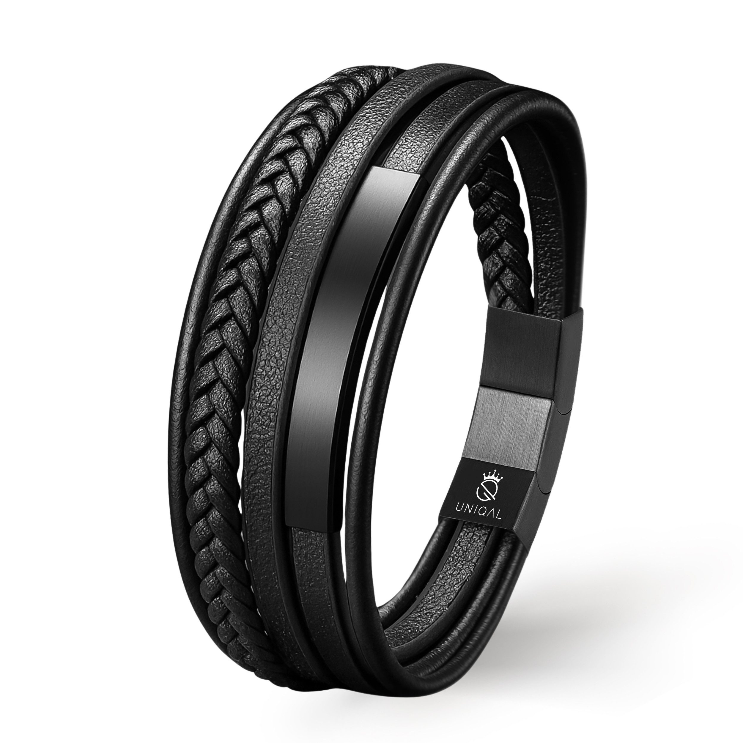 UNIQAL.de Lederarmband Lederarmband Herren "PLATE" geflochten, günstig online kaufen
