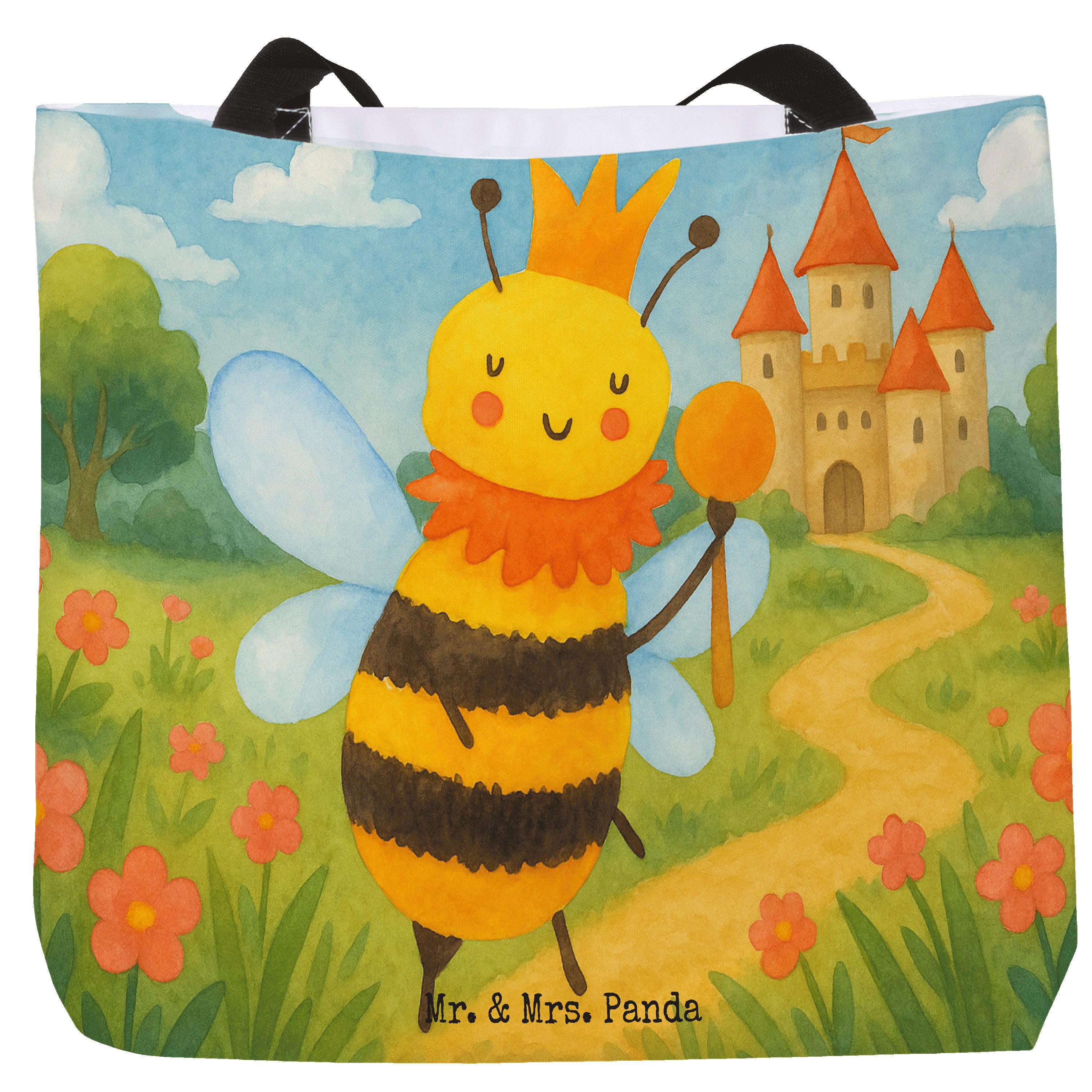 Shopper Biene König Design, Strandtasche, Weiß, Unitasche, Tote Bag, Reisetas