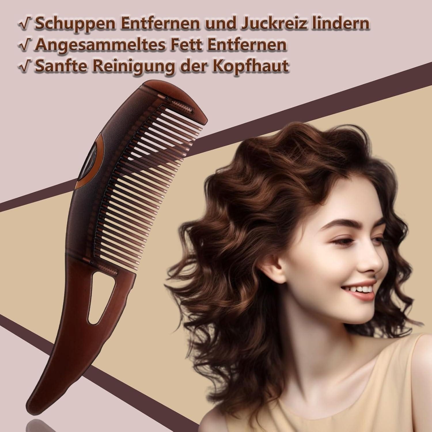 LuxusKollektion Nissenkamm 3 Stück Schuppenkamm Läusekamm Silikongriff Feine Zähne Massagebürste