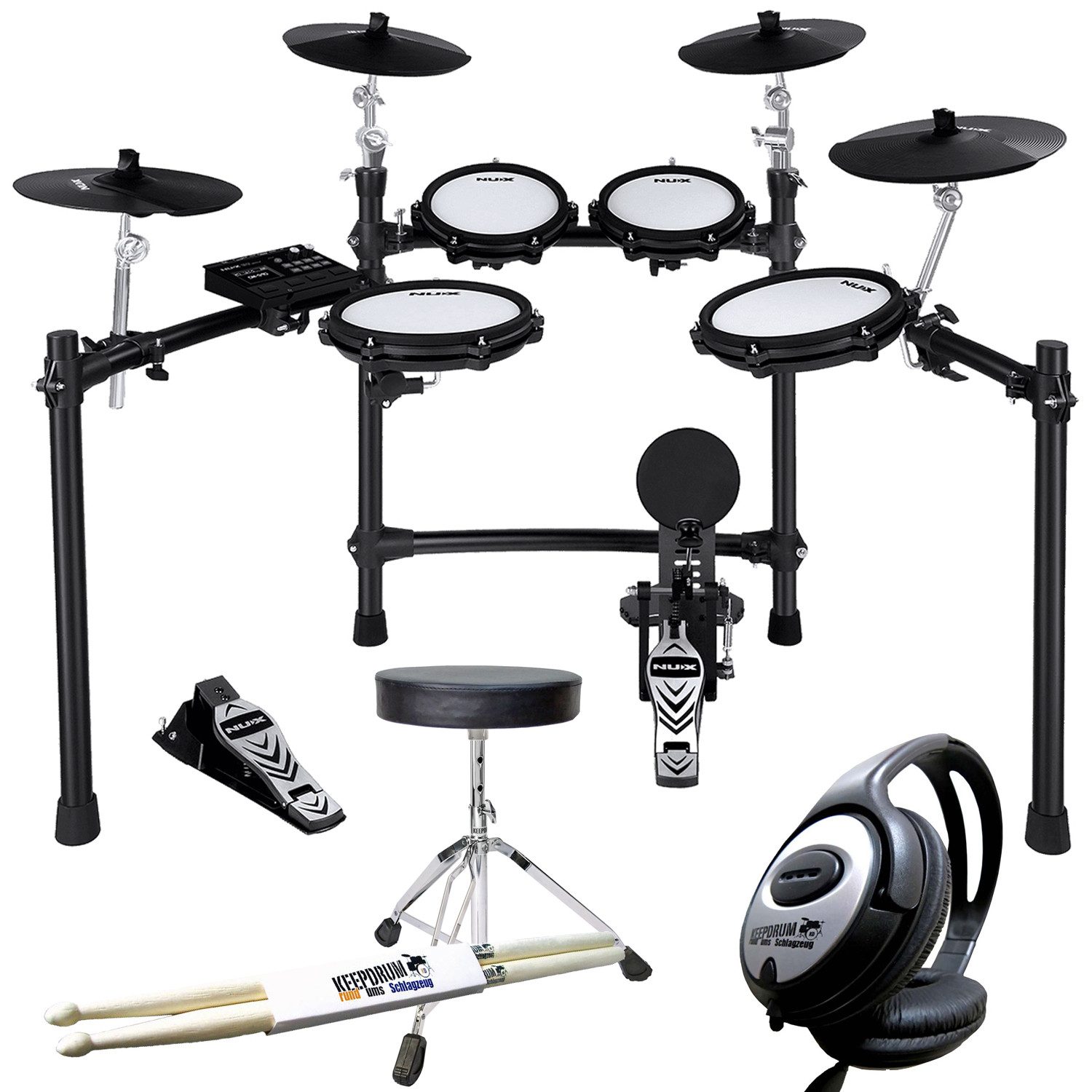 E-Drum Nux E-Drum DM-310 elektronisches Schlagzeug mit Zubehör-Set