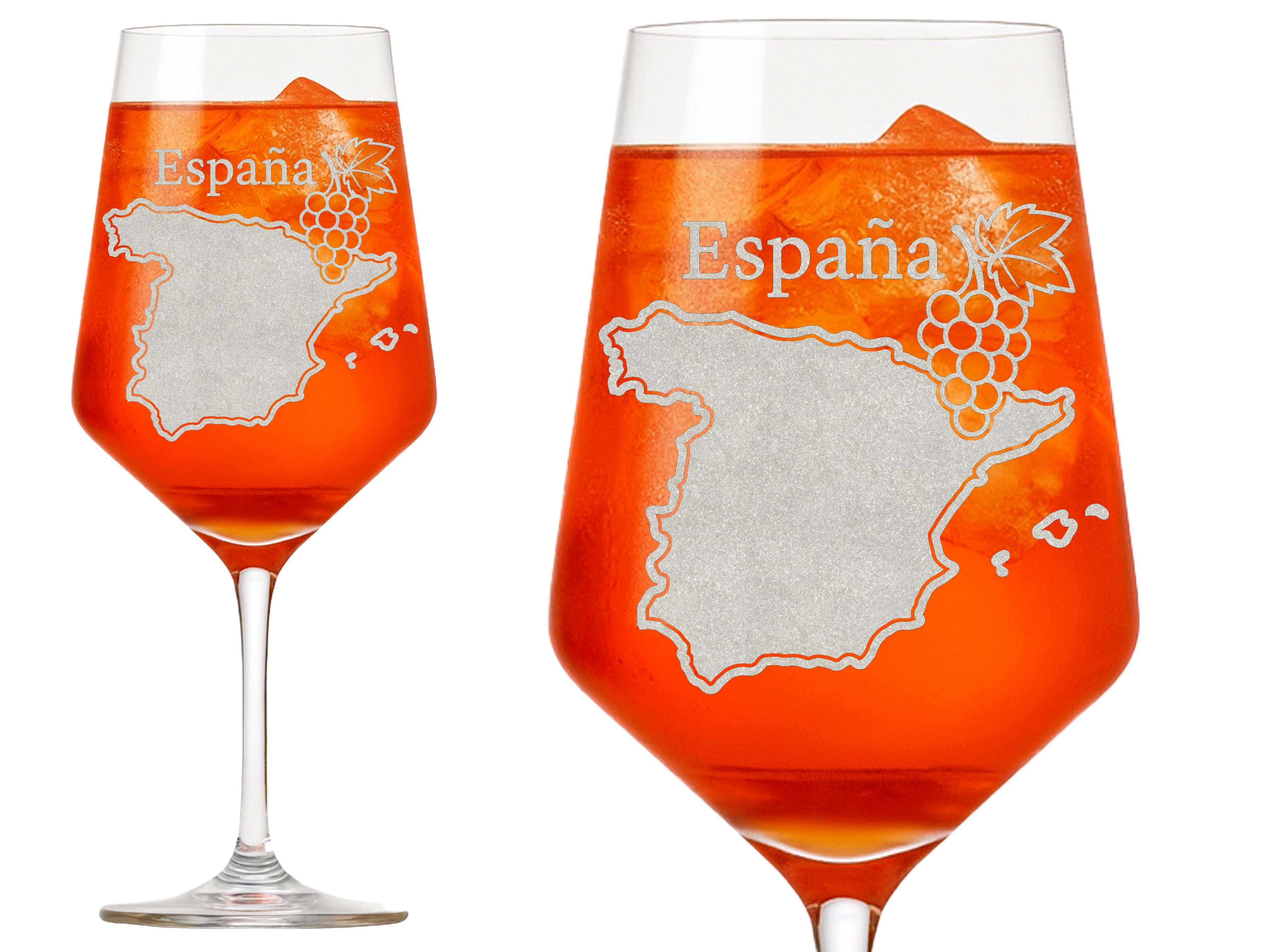 eXODA Weinglas Gravur Landkarte Spanien - 350ml absolut spülmaschinenfest, 1-tlg., Glas, Atemberaubende Darstellung