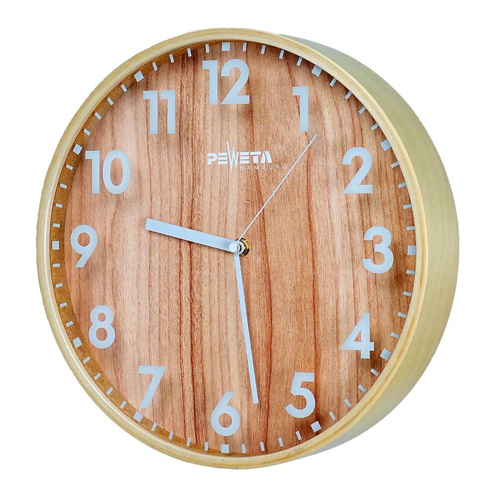 Peweta Wanduhr Funk-Wanduhr Wood, ø 30 cm (Funkuhr zur Wandmontage)