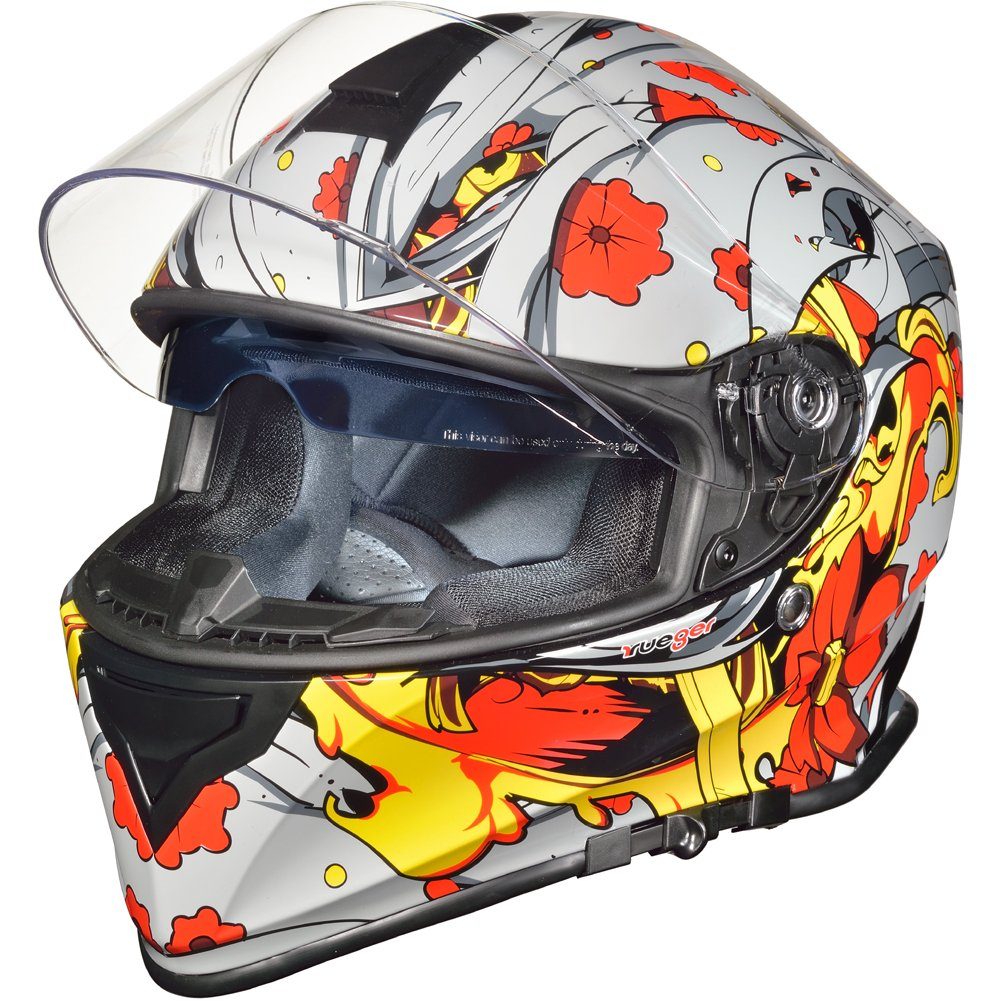 rueger-helmets Motorradhelm RT-824 Integralhelm Motorradhelm Kinderhelm Motorrad Integral Roller Helm GebissRT-824 Red RYM S