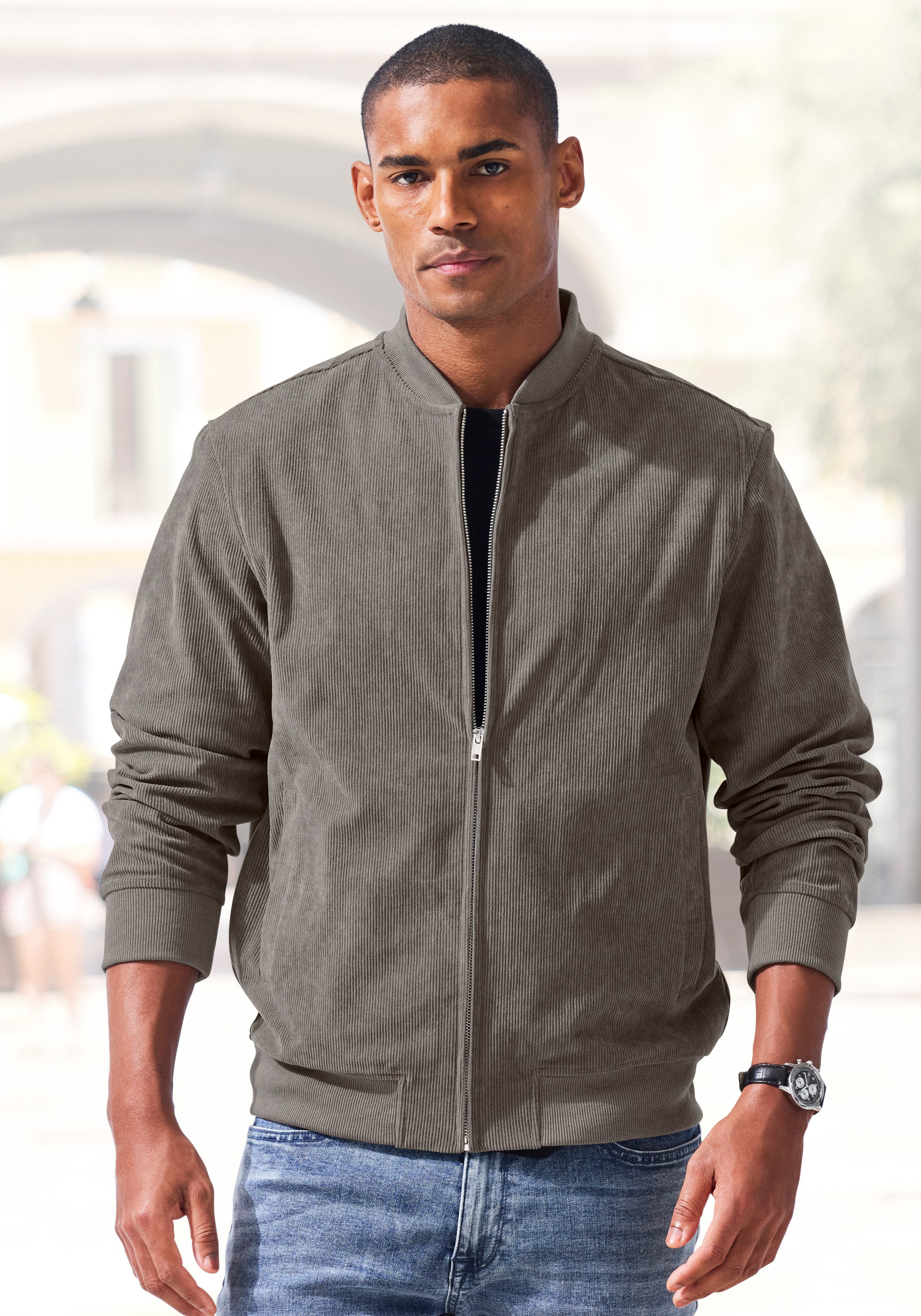 H.I.S Cordjacke - Blouson mit Reißverschluss, Pilotenjacke / Übergangsjacke aus Cord, regular fit