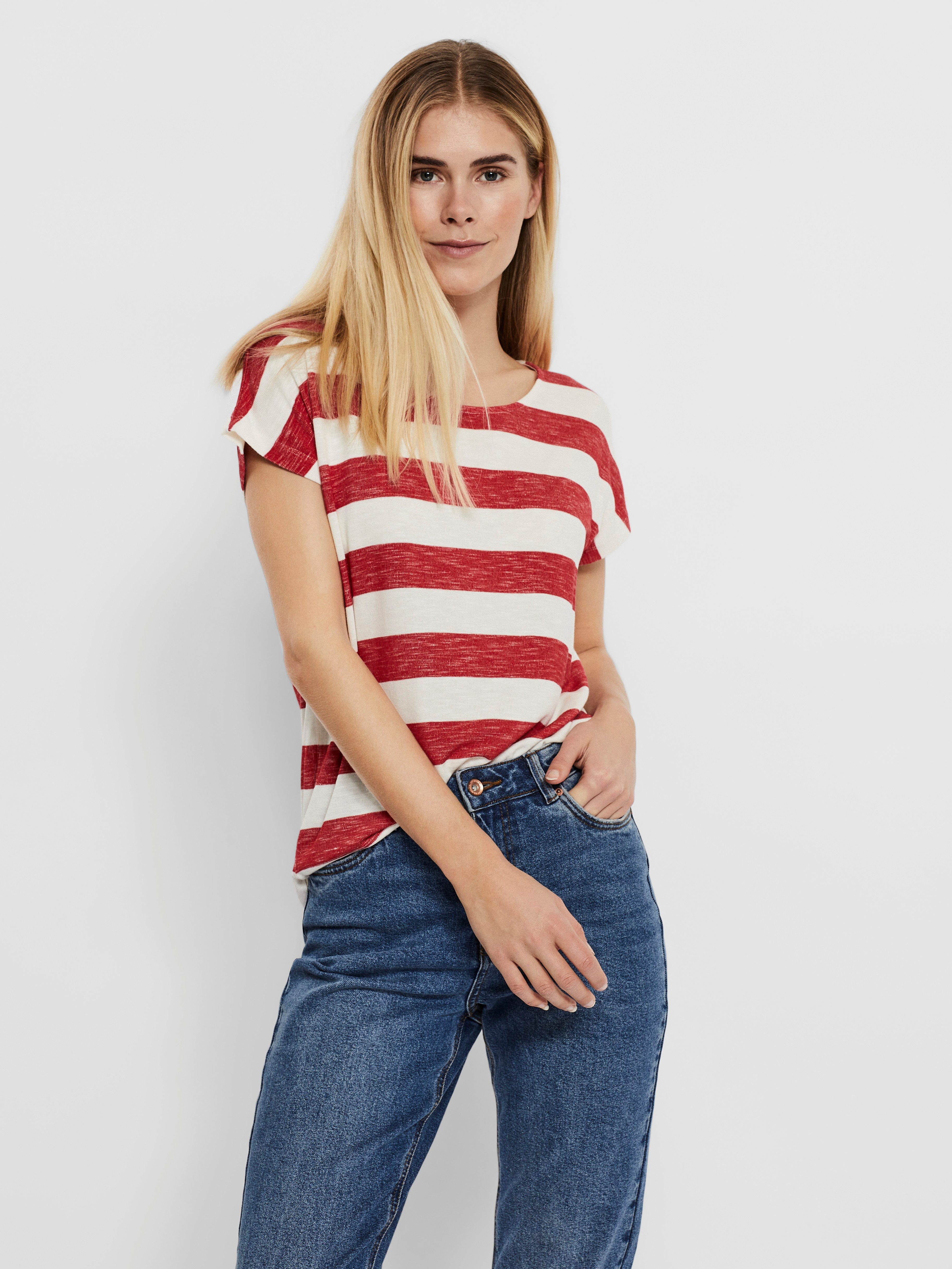 Kurzarmshirt VMWIDE STRIPE SL TOP GA JRS NOOS