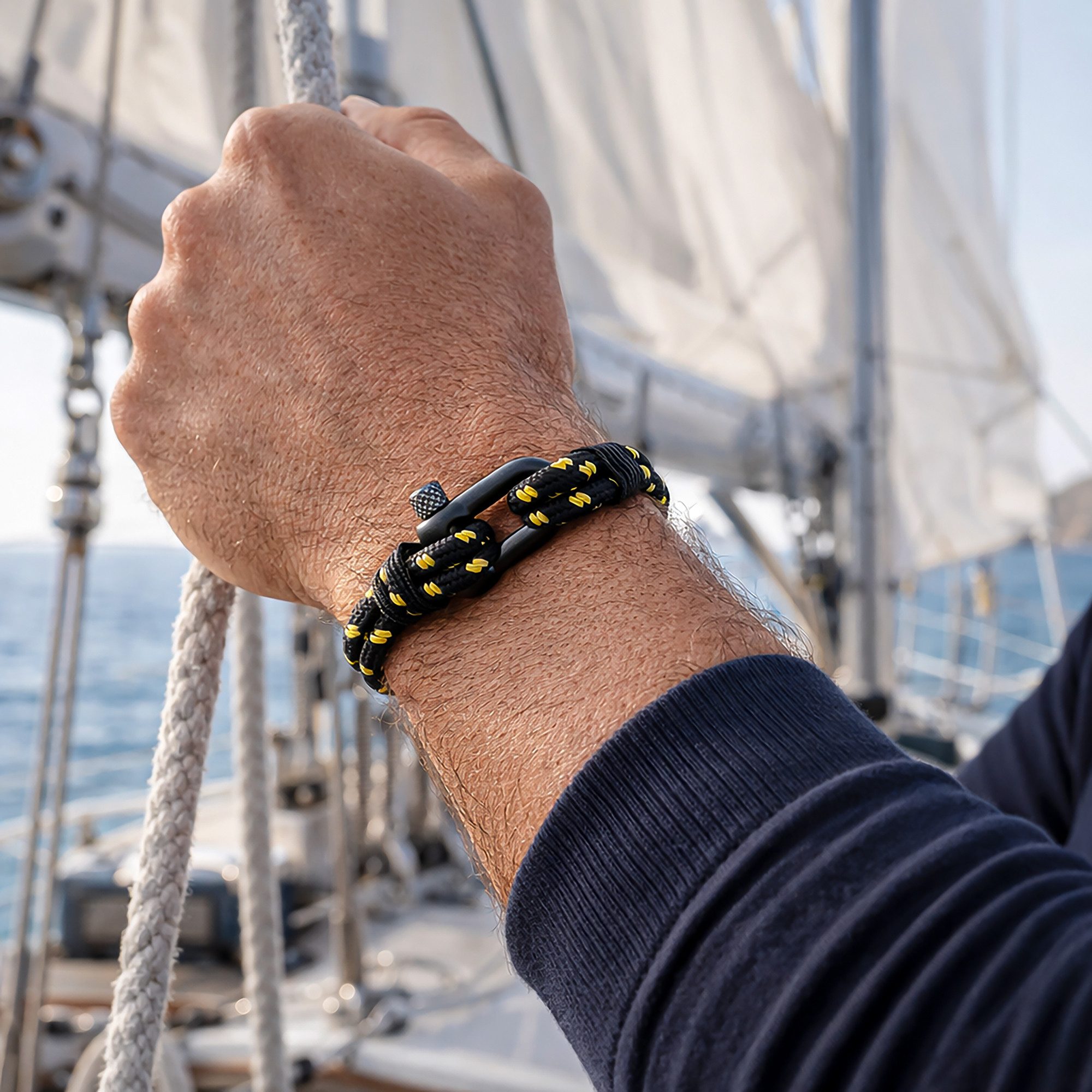 UNIQAL.de Armband maritimes Segeltau „DELMARE“– Nautic Style mit Schäkelverschluss (Edelstahl, Casual Style, leicht, robust, wasserfest), handgefertigt