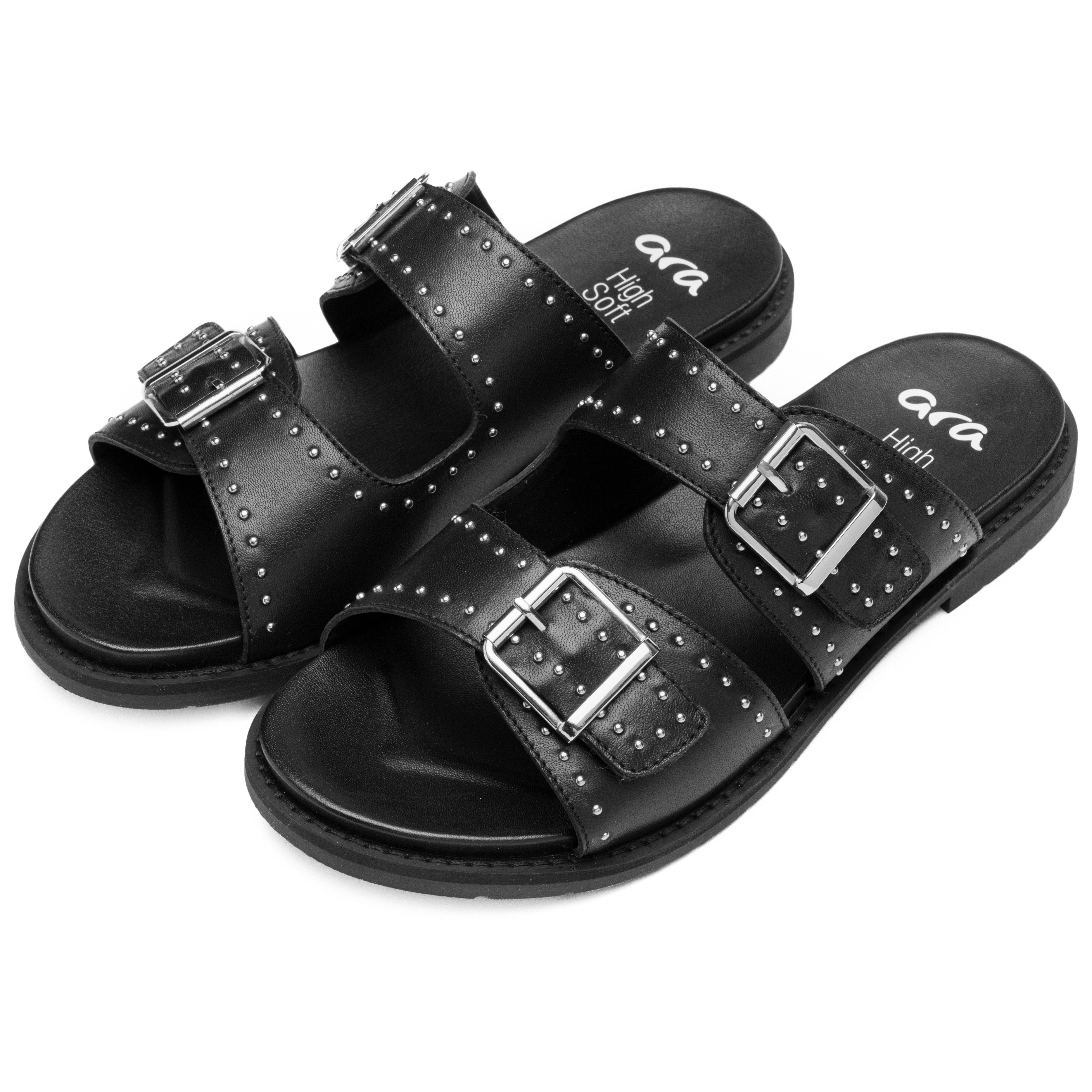 Ara ELBA Pantolette Blockabsatz, Schlupfschuh mit kleinen Nieten verziert, G-Weite (weit)