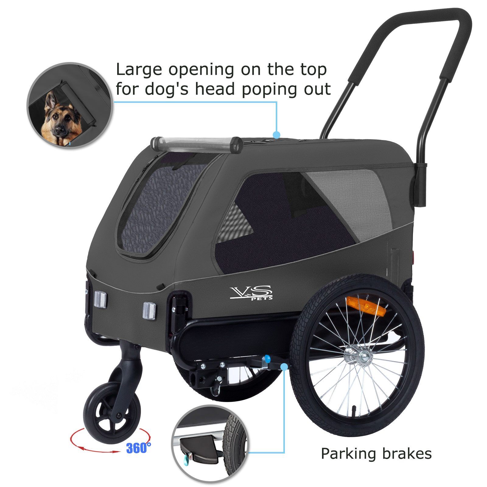 TIGGO Fahrradhundeanhänger Tiggo VS Pets Medium Hundeanhänger & Buggy 2in1 Fahrradanhänger