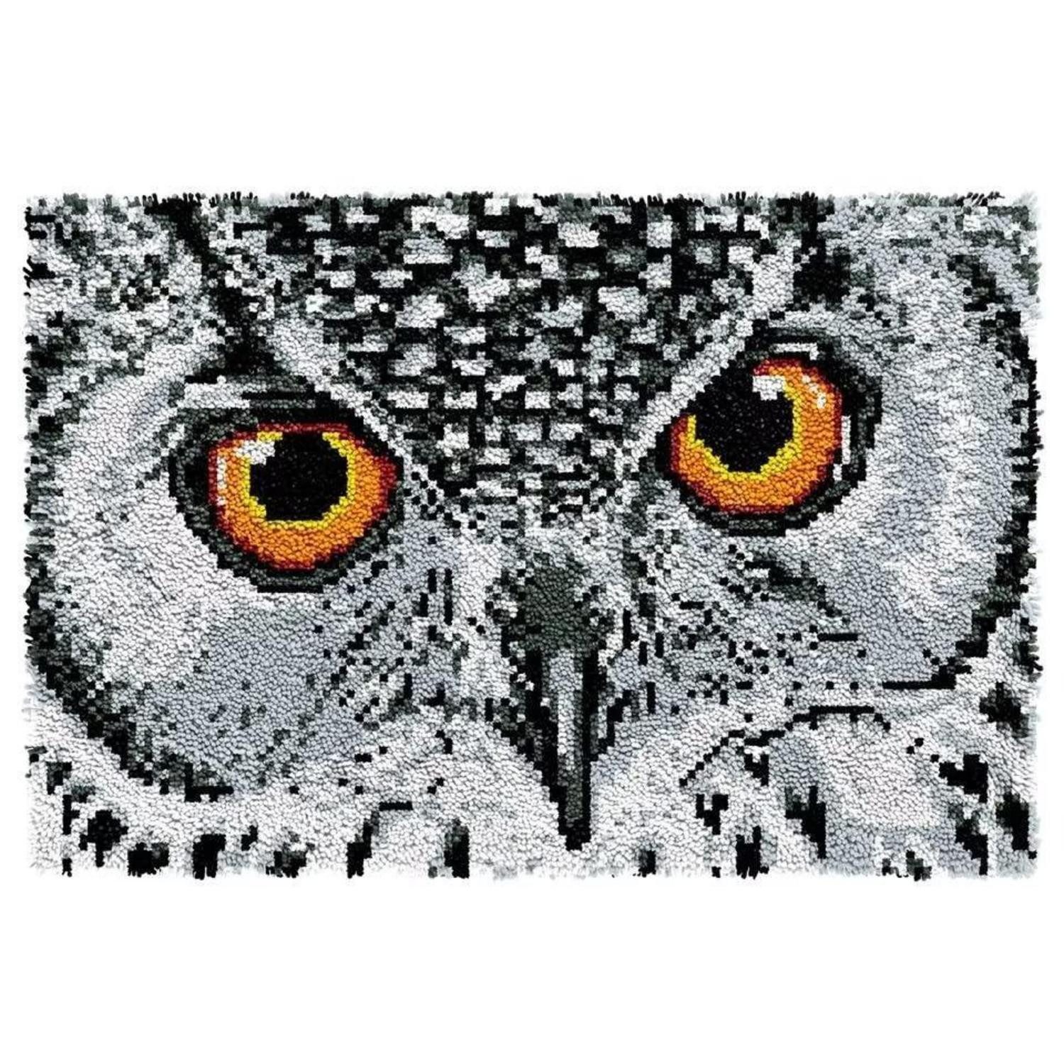LuxusKollektion Kreativset Knüpfset Teppich Eule 60x40cm Kinder Erwachsene