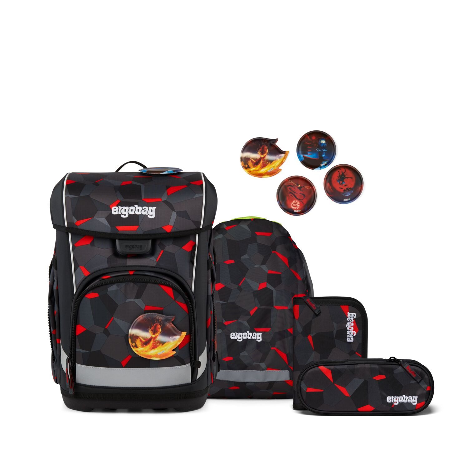 ergobag Schulranzen Schulranzen-Set CUBO LIGHT TaekBärdo 5-teilig, 25/26 (5-teilig), Superleicht, Hugging-Rückensystem, für kleine/schmale Kinder