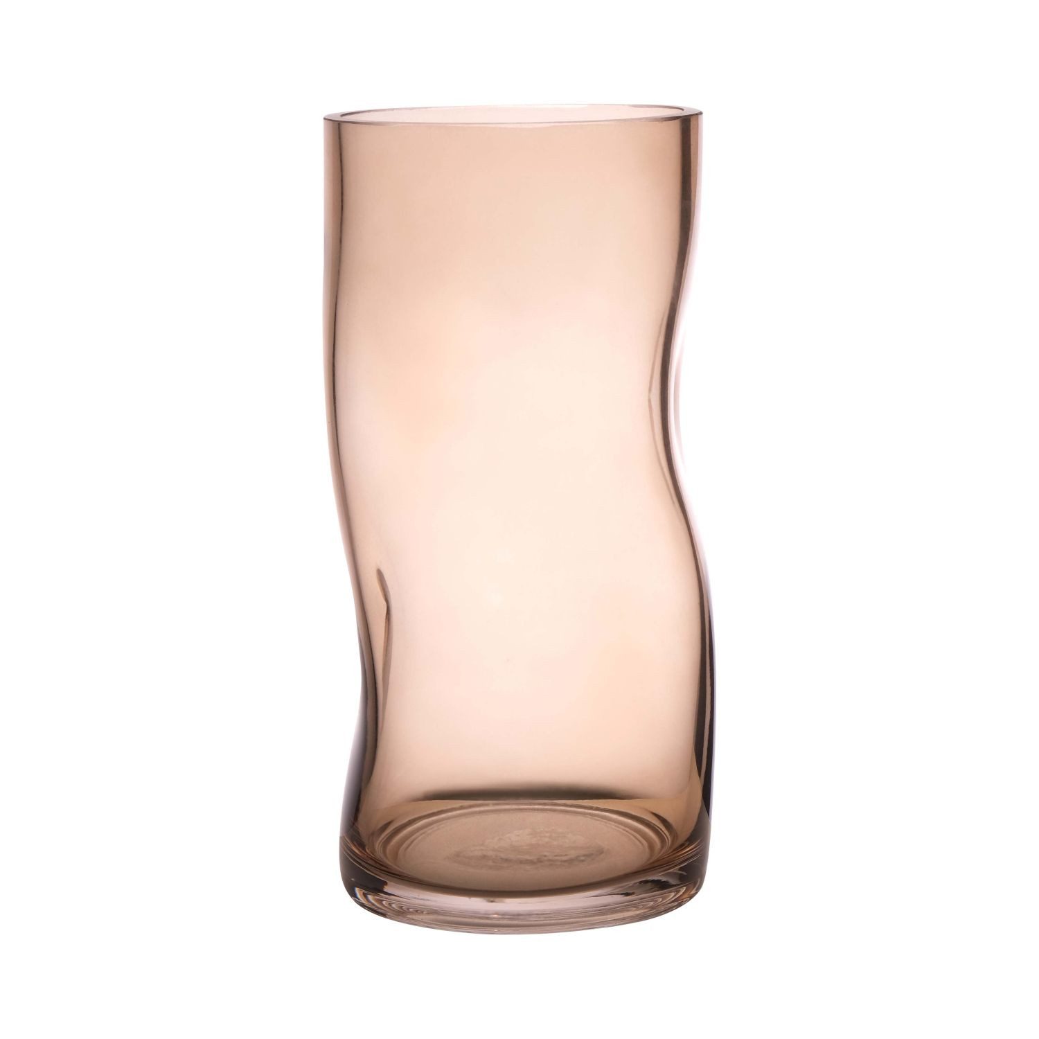 INNA-Glas Dekovase Glas Dekovase OBDULIA mit Dellen, beige-klar, 25 cm, Ø 12 cm