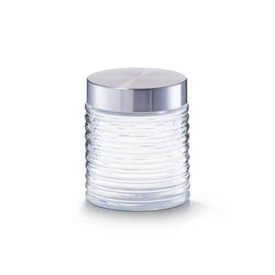 Zeller Present Vorratsglas Vorratsglas gerillt mit Edelstahldeckel 650 ml, Glas, Edelstahl, (Stück, 1-tlg), Vorratsdose Lebensmittelaufbewahrung