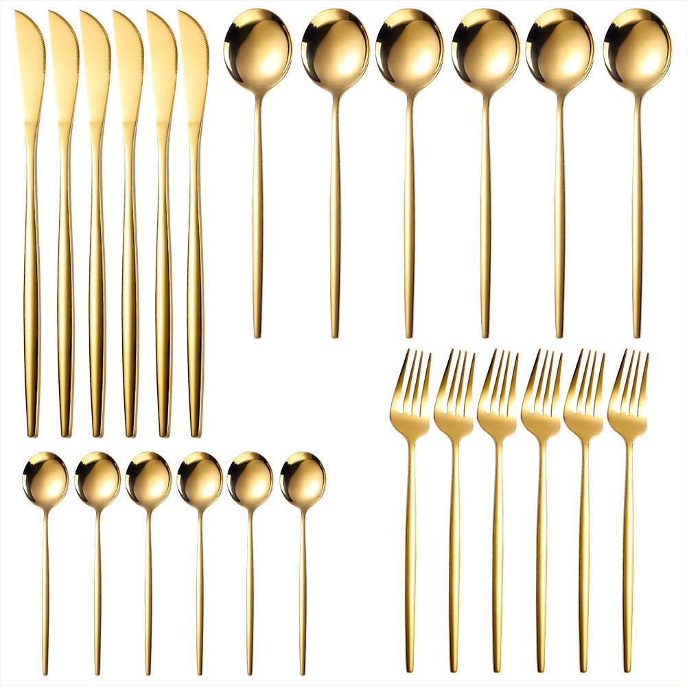 Besteck-Set 24teilig Essbesteck Set für 6Personen Spiegelpoliert