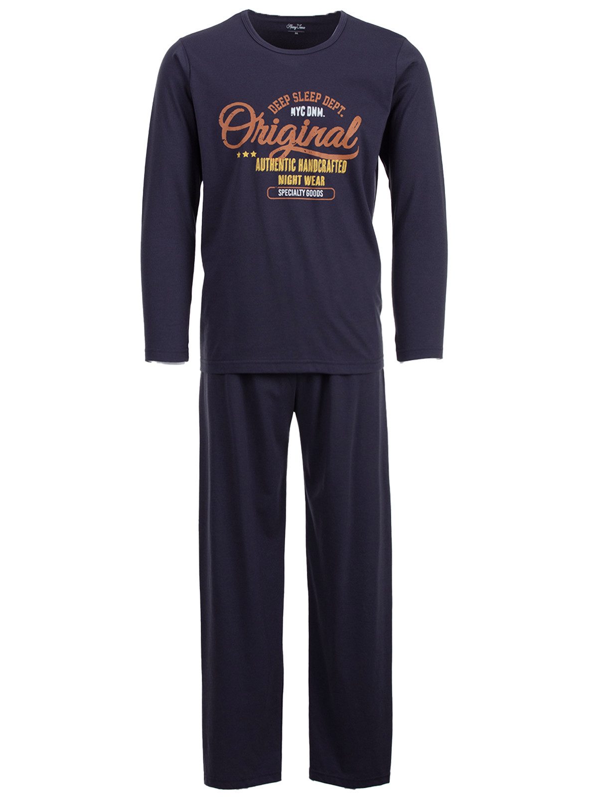 Henry Terre Pyjama Langarm - Sportliches Design mit Aufdruck Rundhals – Bild 3 von 5