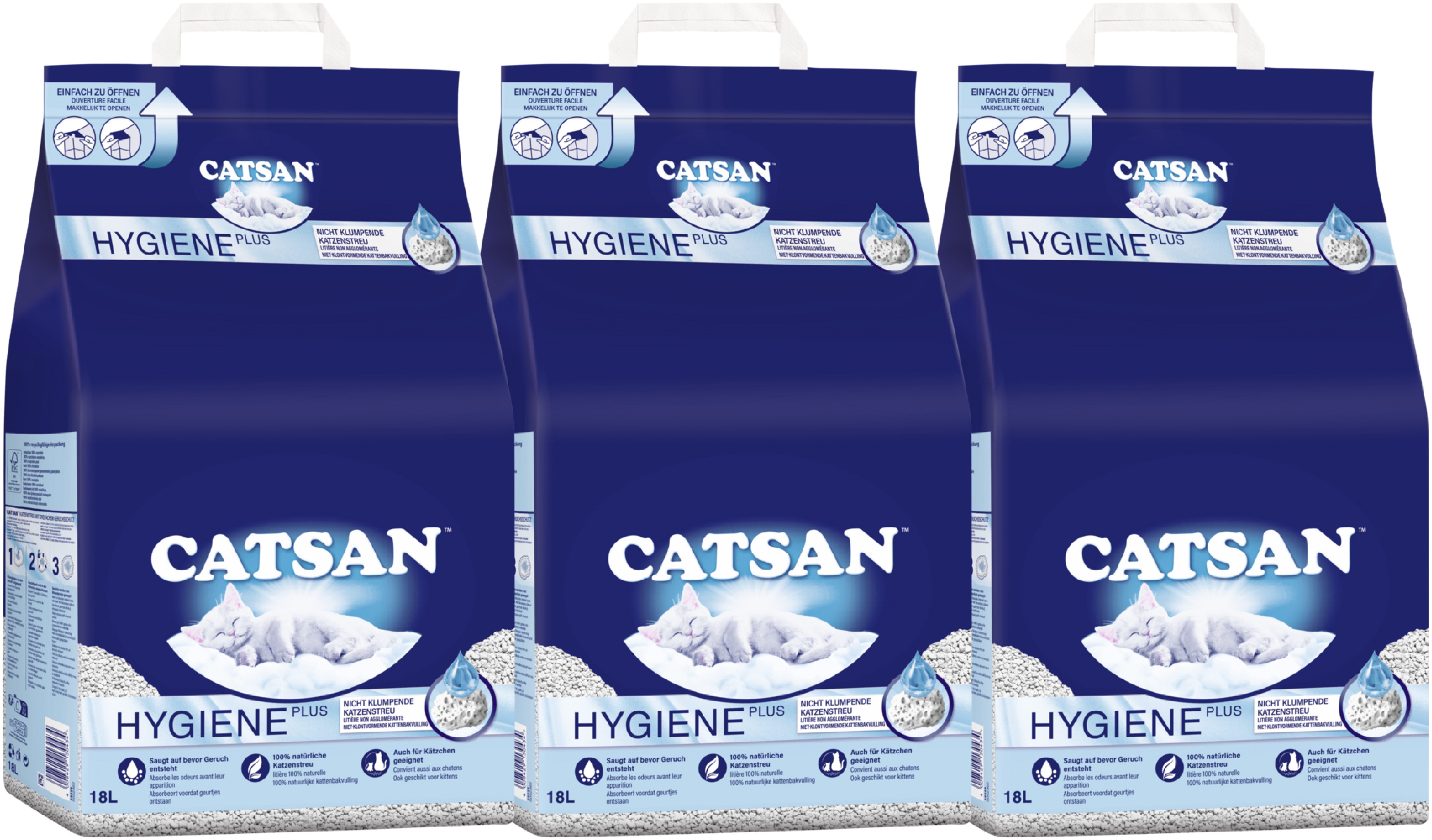 CATSAN Katzenstreu CATSAN® Hygiene Plus Katzenstreu 3 x 18l